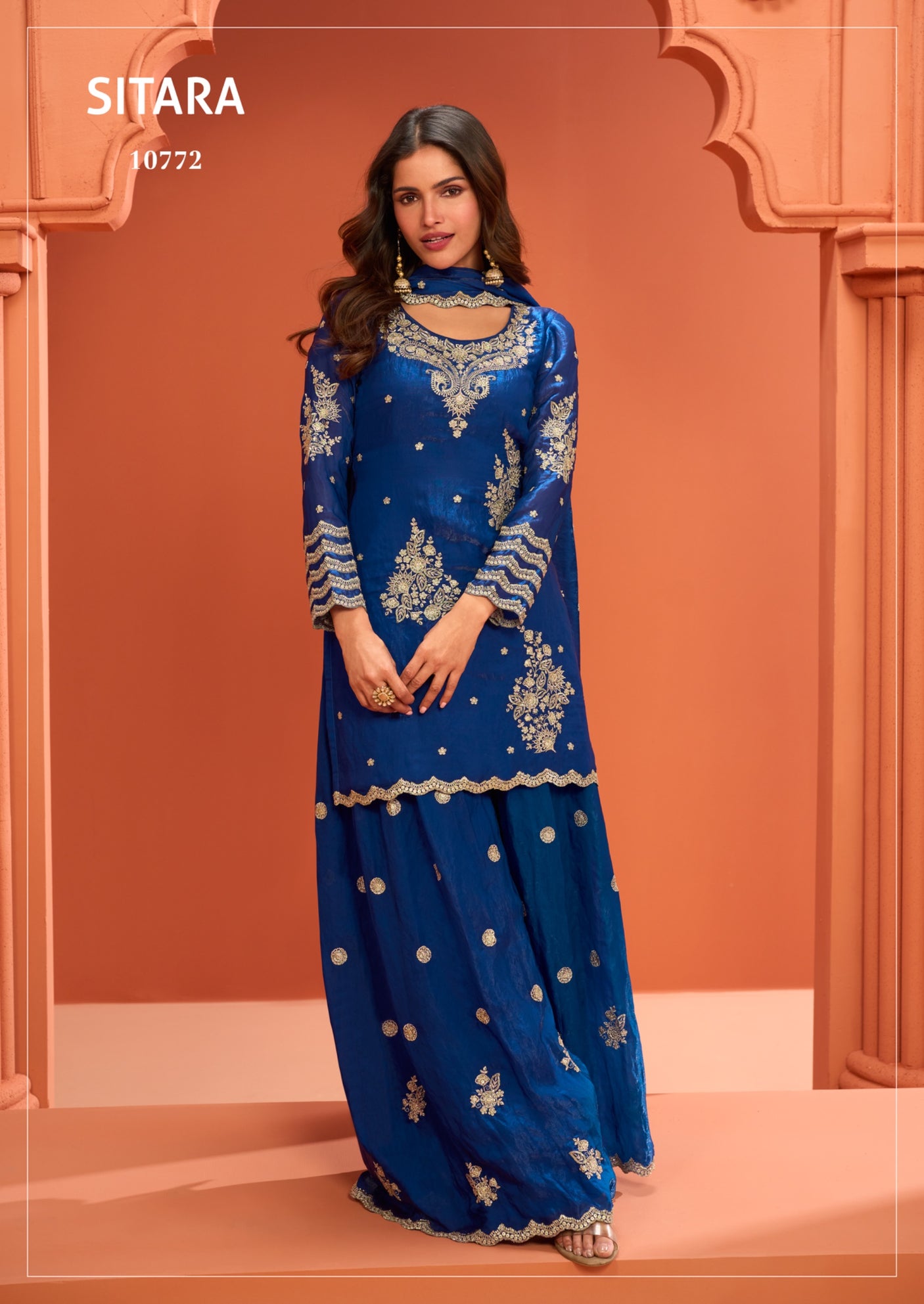 Indian Chinon Silk Sharara Suit