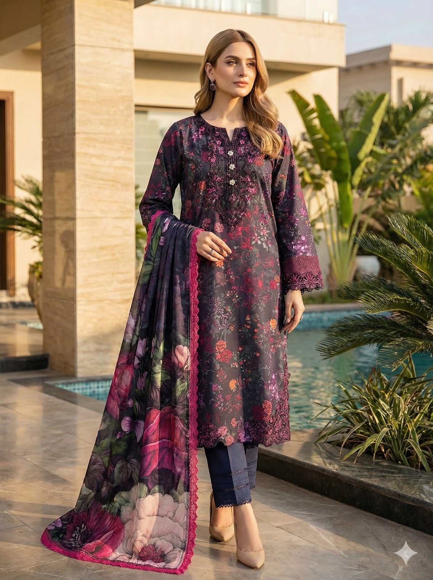 Noer by Gulljee Embroidery lawn