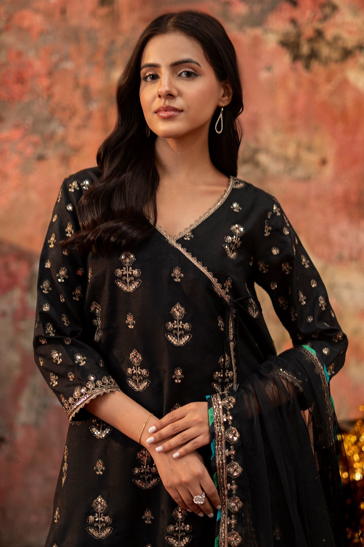 3-PC Embroidered Raw-Silk Suit By Charizma