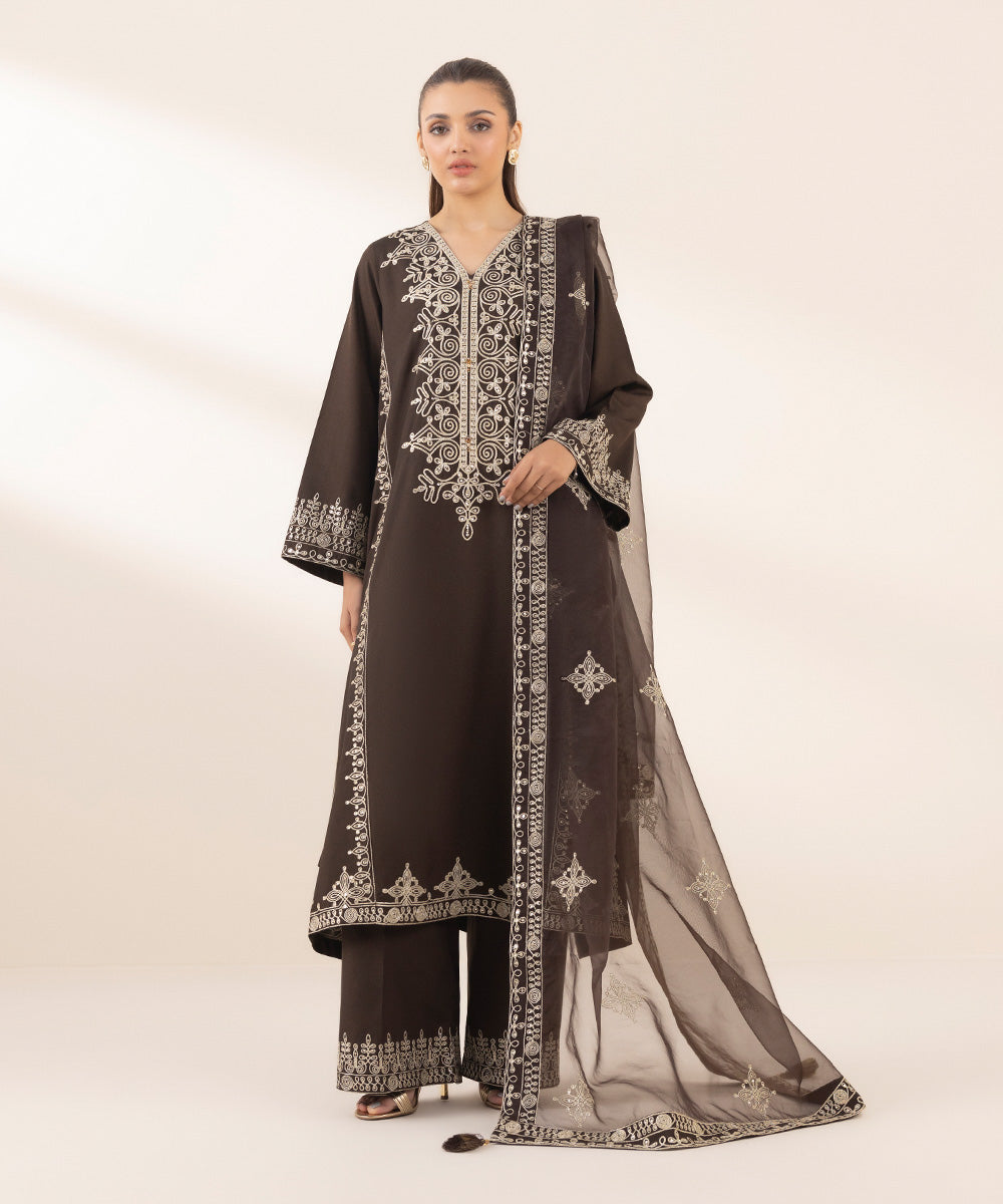 Sapphire Embroidered Raw Silk Suit