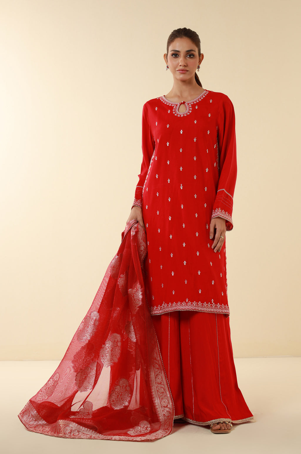 3-PC Embroidered Lawn by Zeen