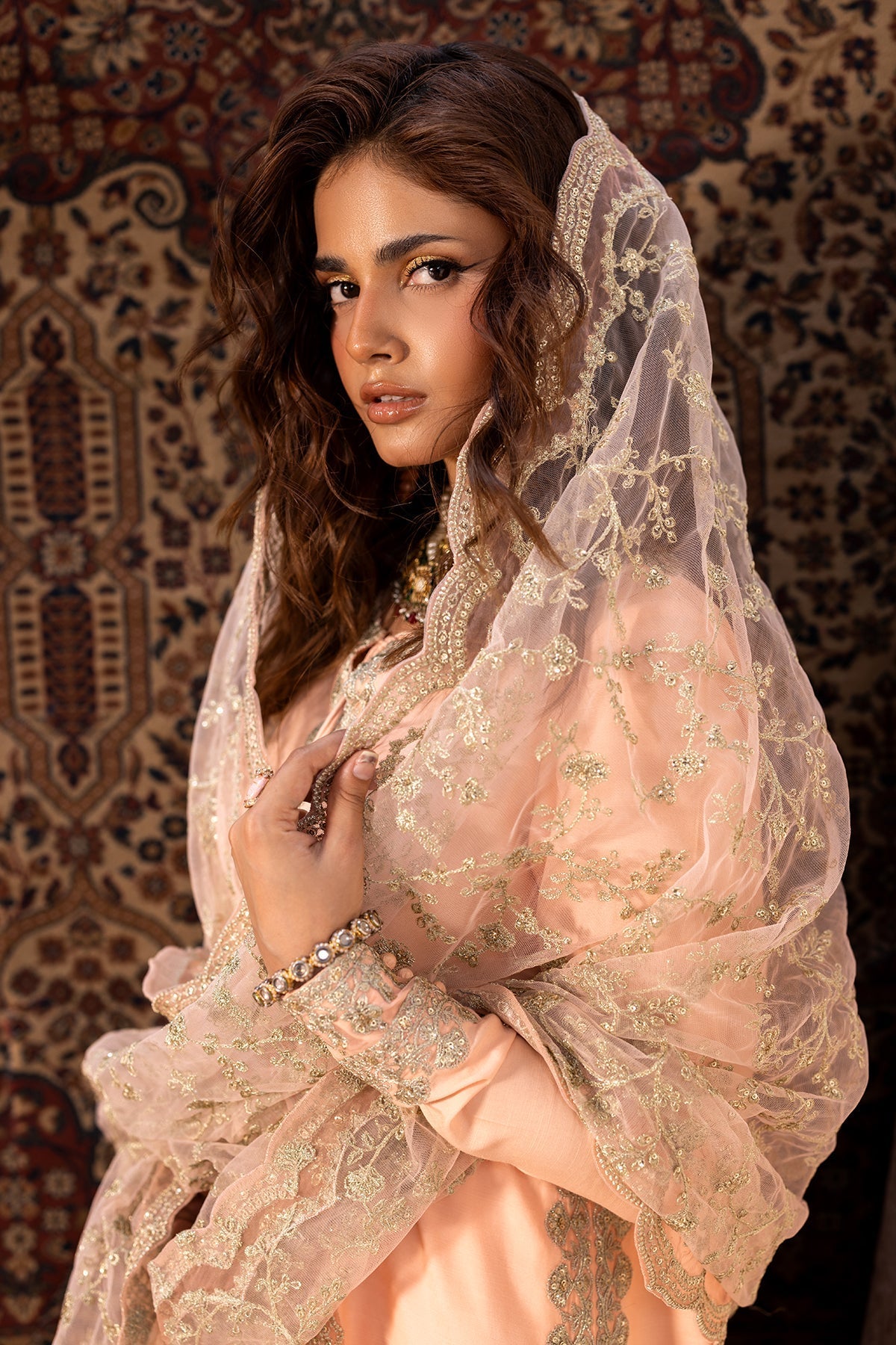 3-PC Embroidered Raw-Silk Suit by Charizma