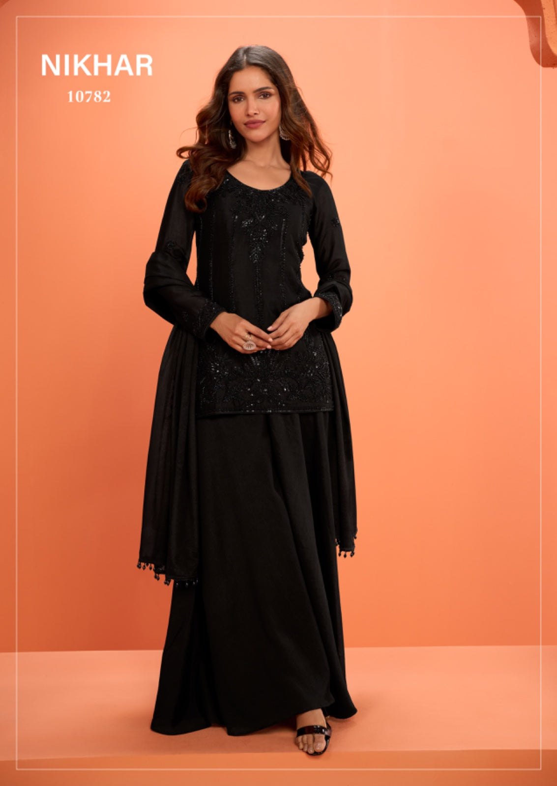 Indian Chinon Silk Sharara Palazzo Suit