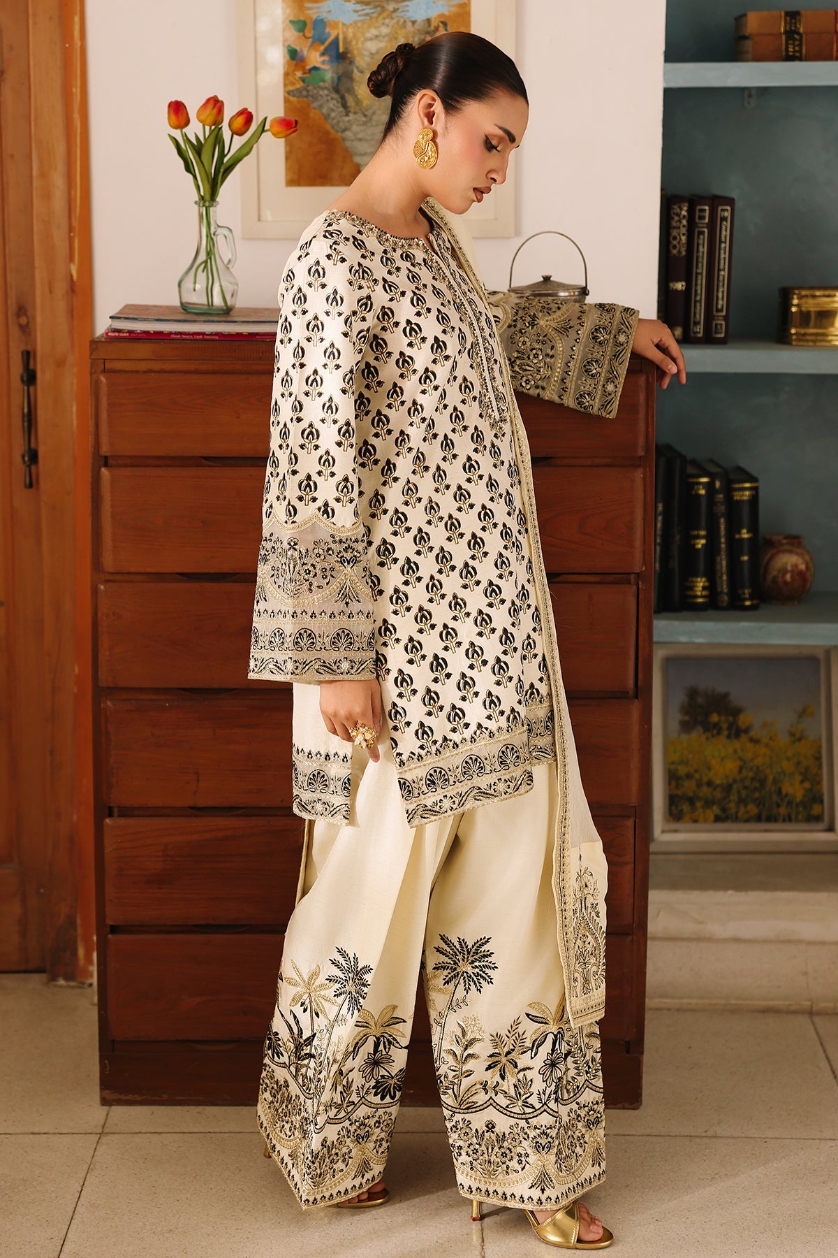3-PC Embroidered Luxury Suit By Charizma