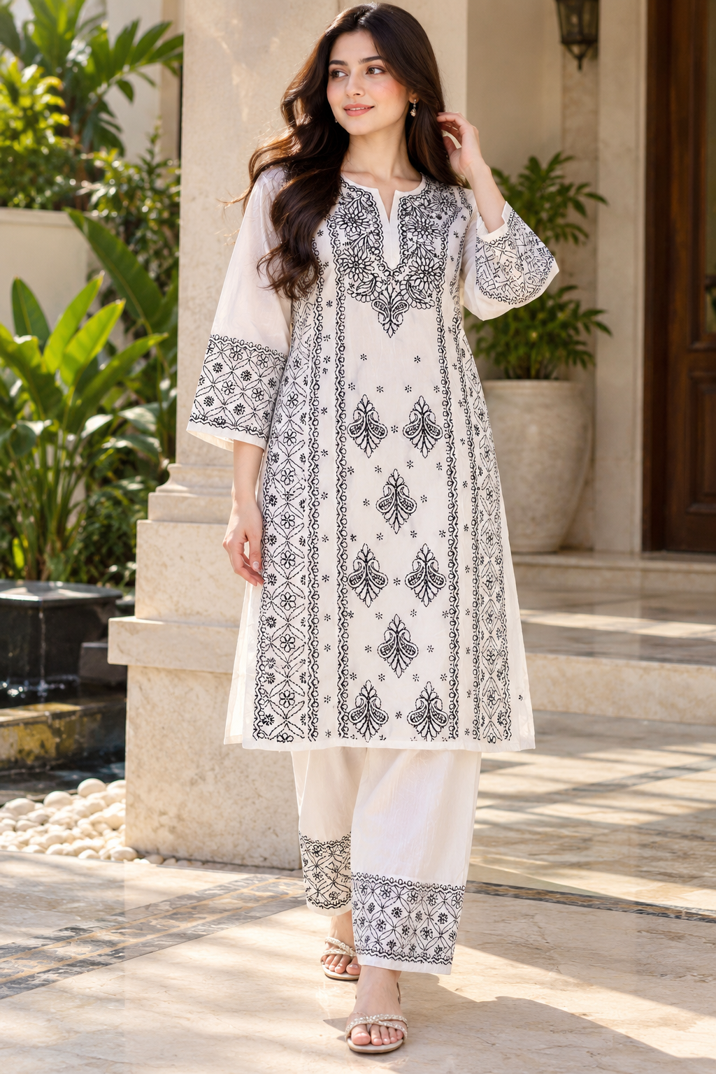 Lucknow 2pc Embroidered Kurti