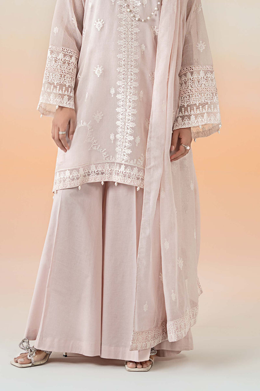 Maria. B. Embroidered Cotton Net Suit