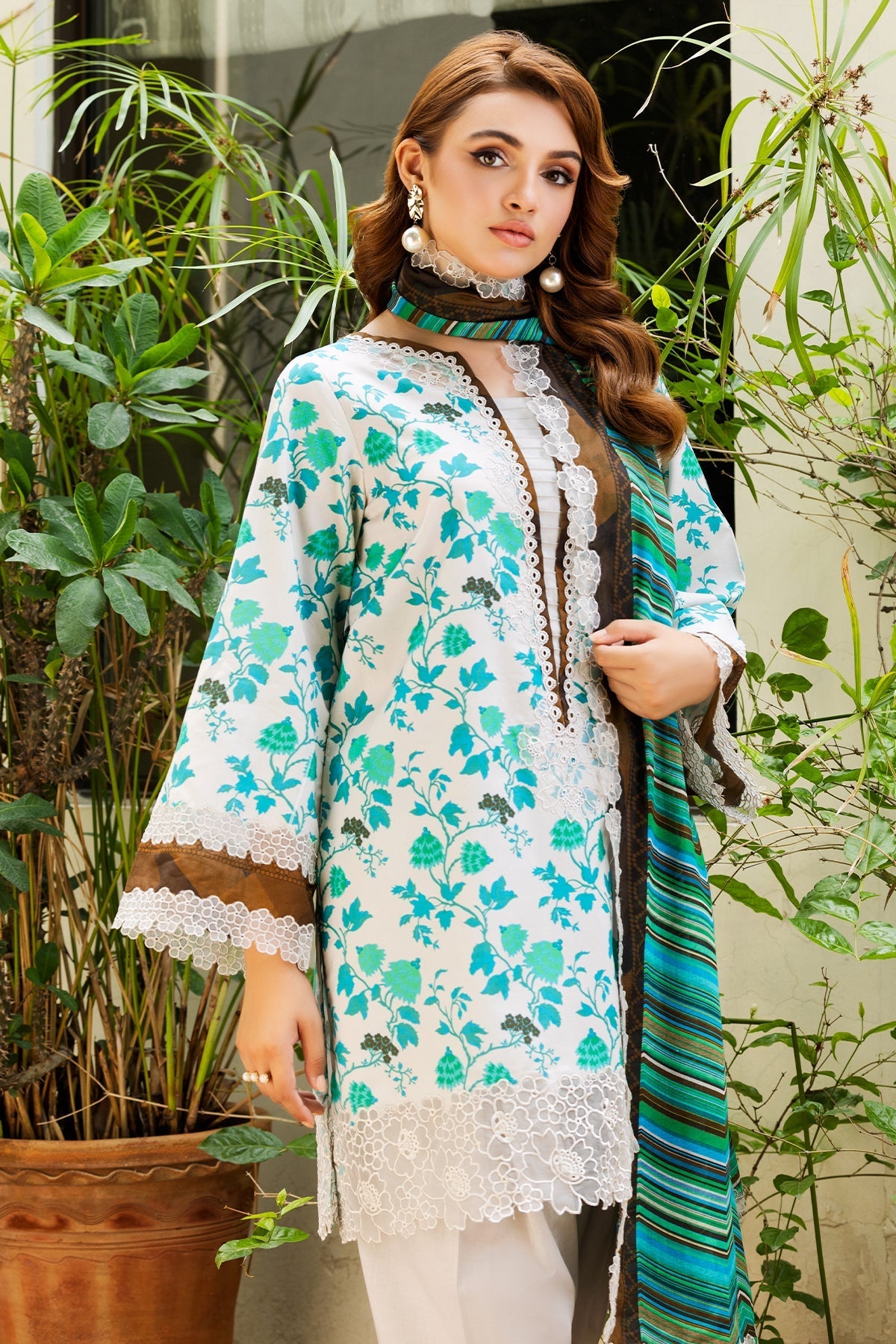 3-PC Embroidered Lawn Suit by Charizma