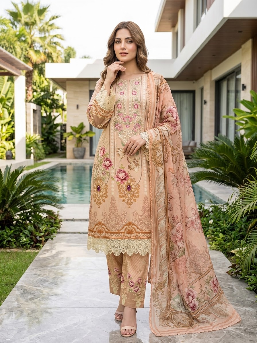 Adan's Libas embroidered Lawn Suit