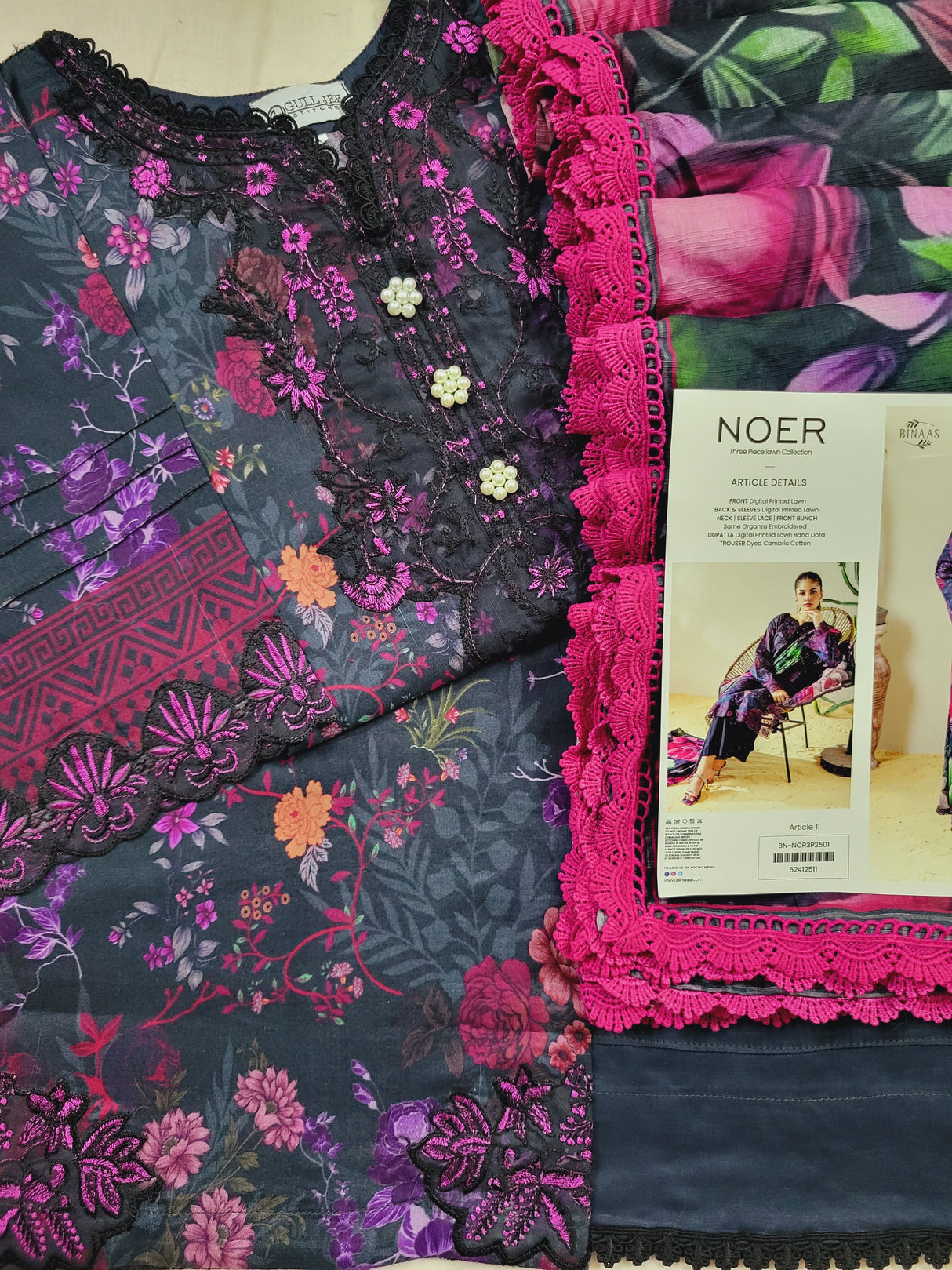 Noer by Gulljee Embroidery lawn