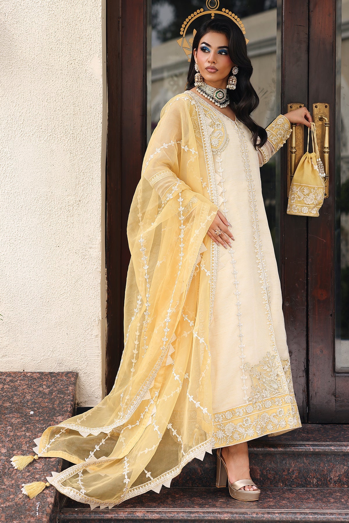 3-PC Embroidered Luxury Suit By Charizma