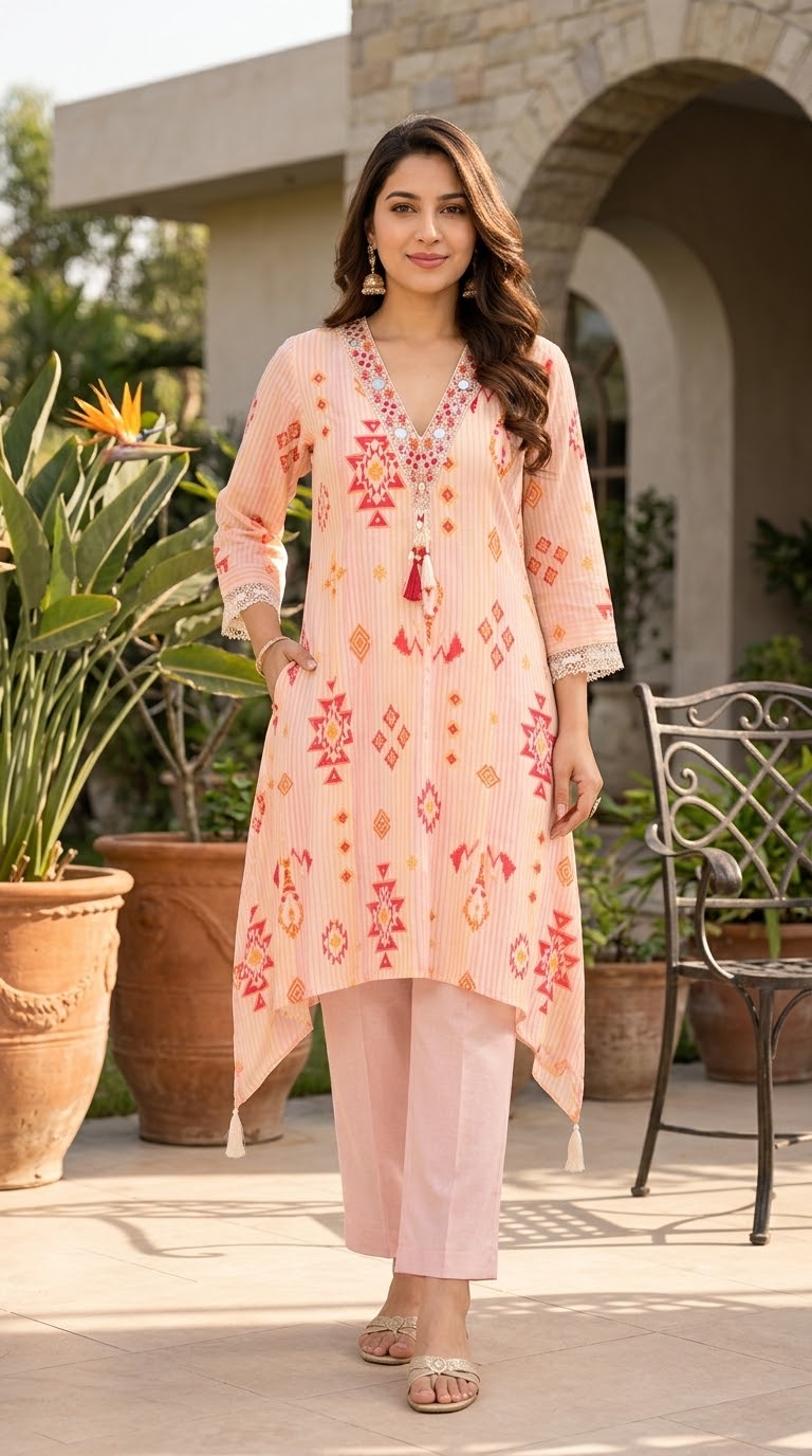 Mal Chanderi Embroidered Co-Ord Set