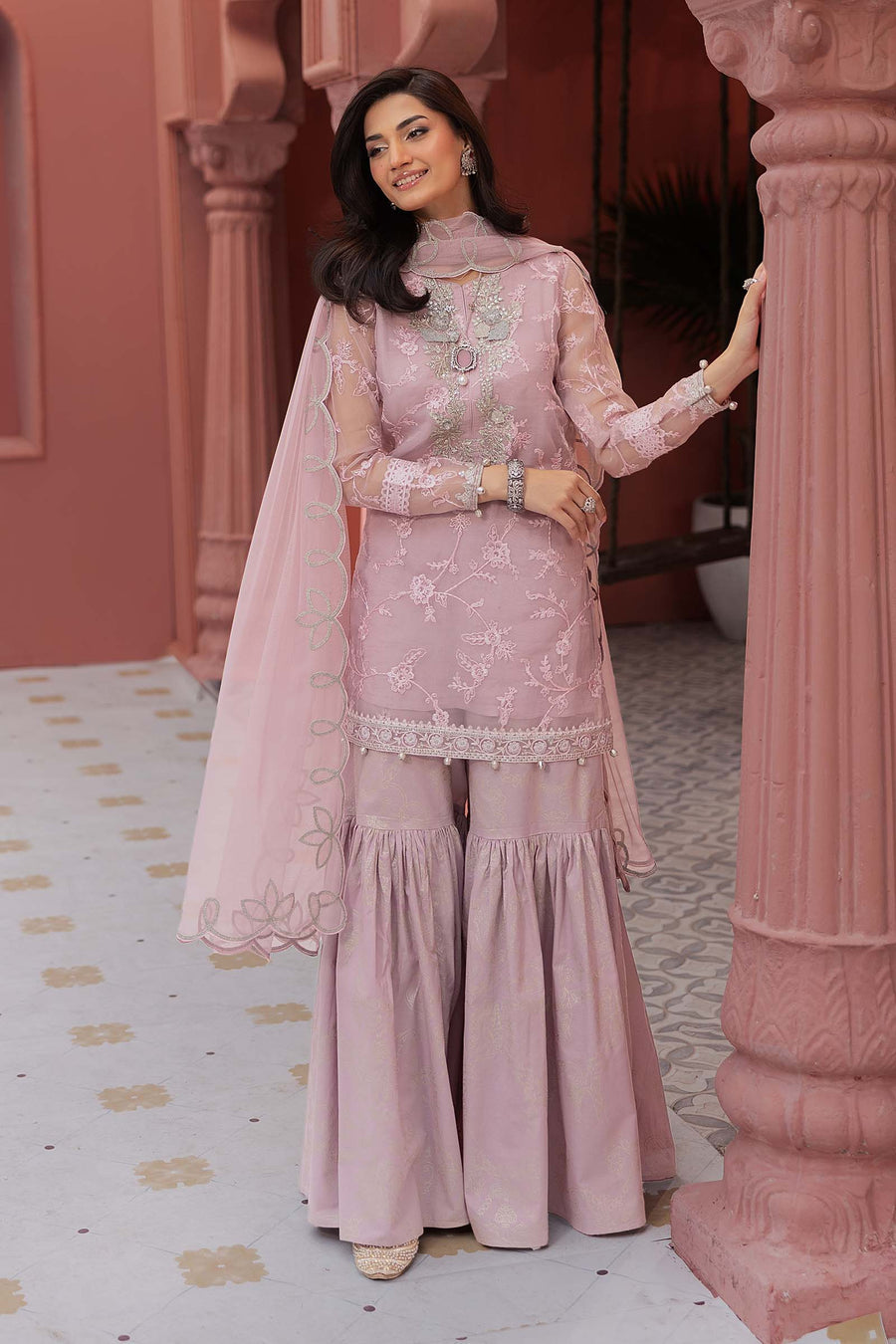 Maria. B. Embroidered Cotton Silk Suit
