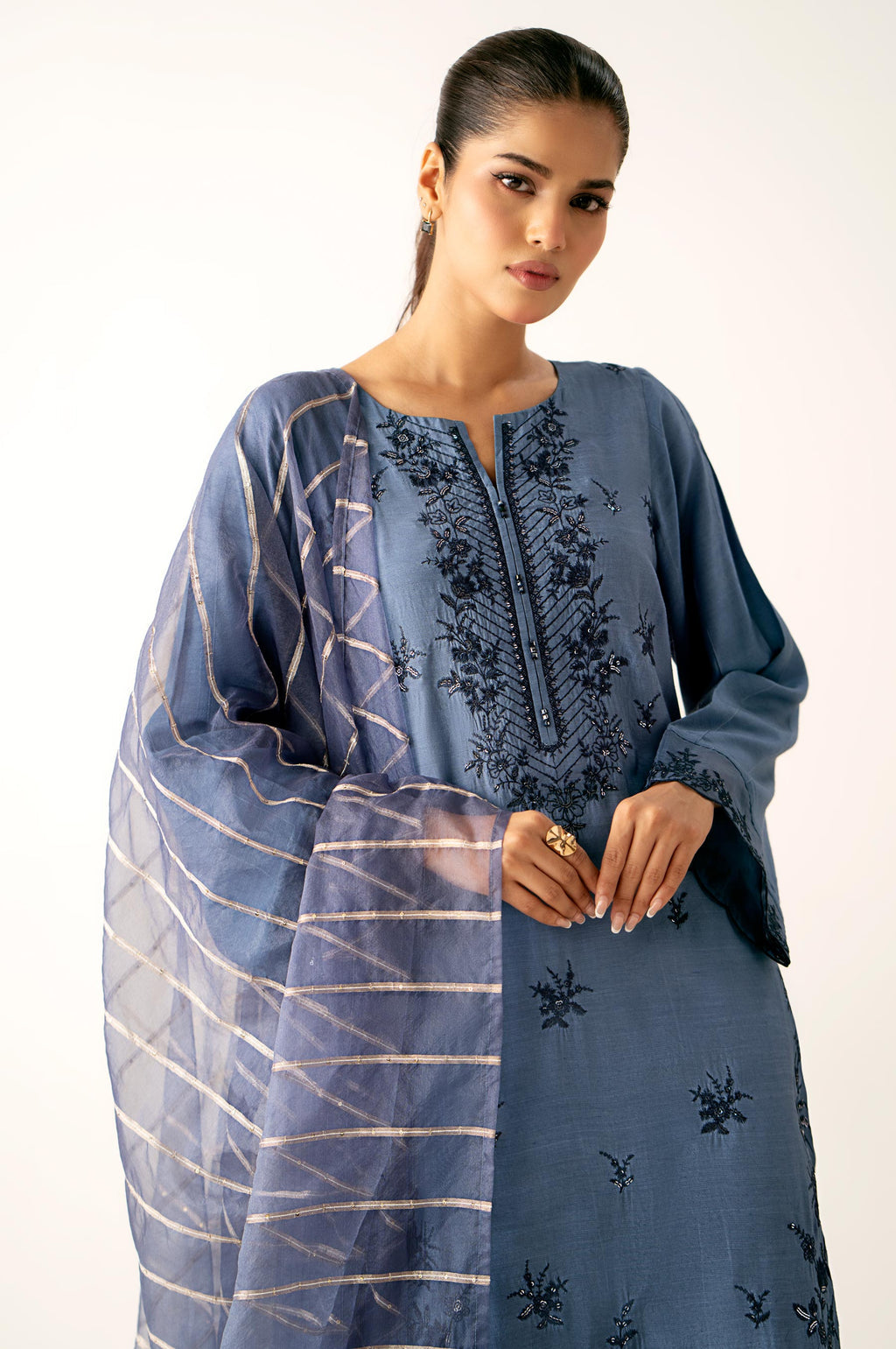 3-PC Embroidered Lawn by Zeen