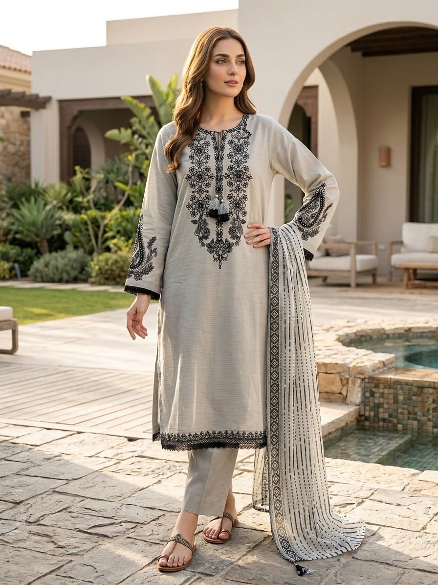 3Pc Embroidered Suit by Sapphire
