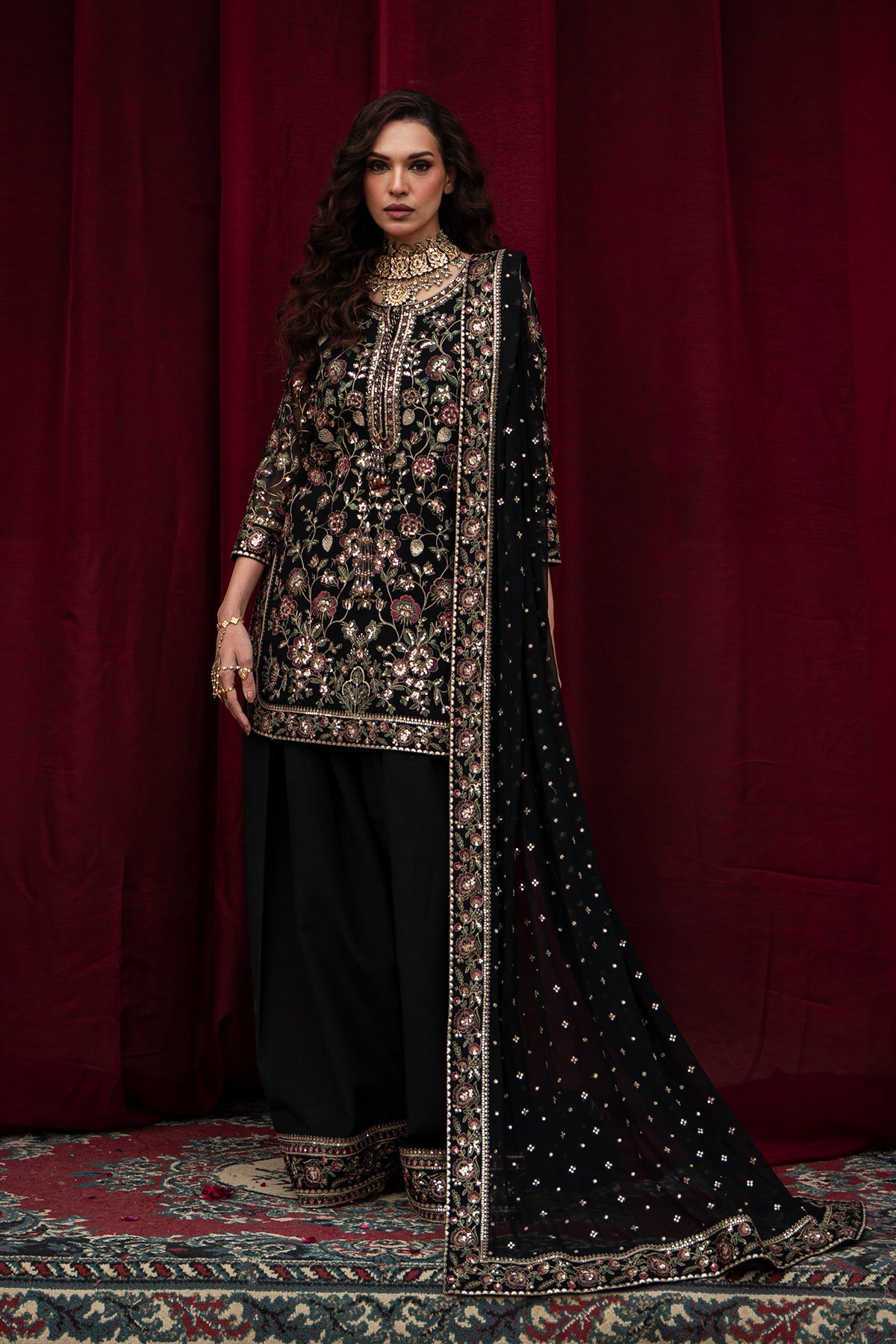 3-PC Embroidered Luxury Suit By Charizma