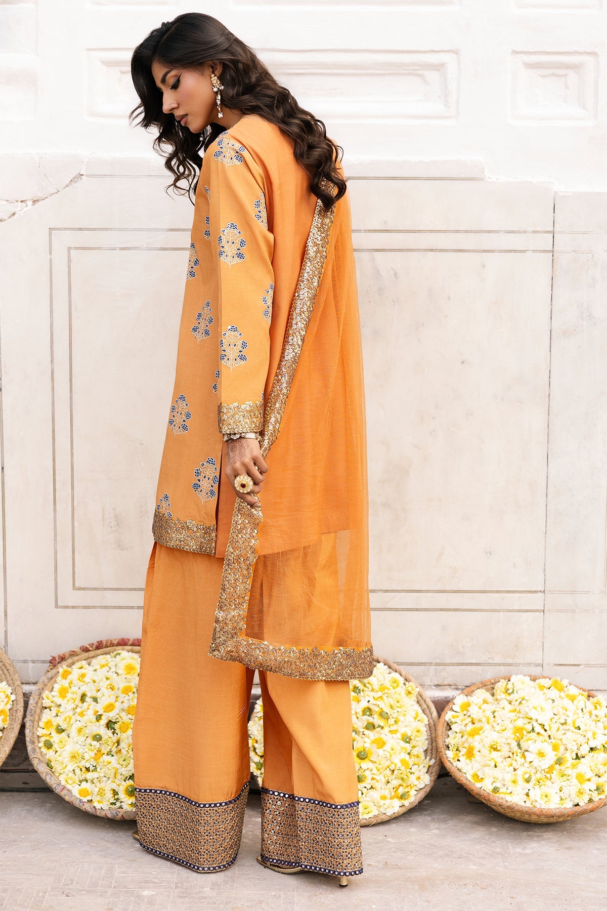 3-PC Embroidered Raw Silk Suit By Charizma