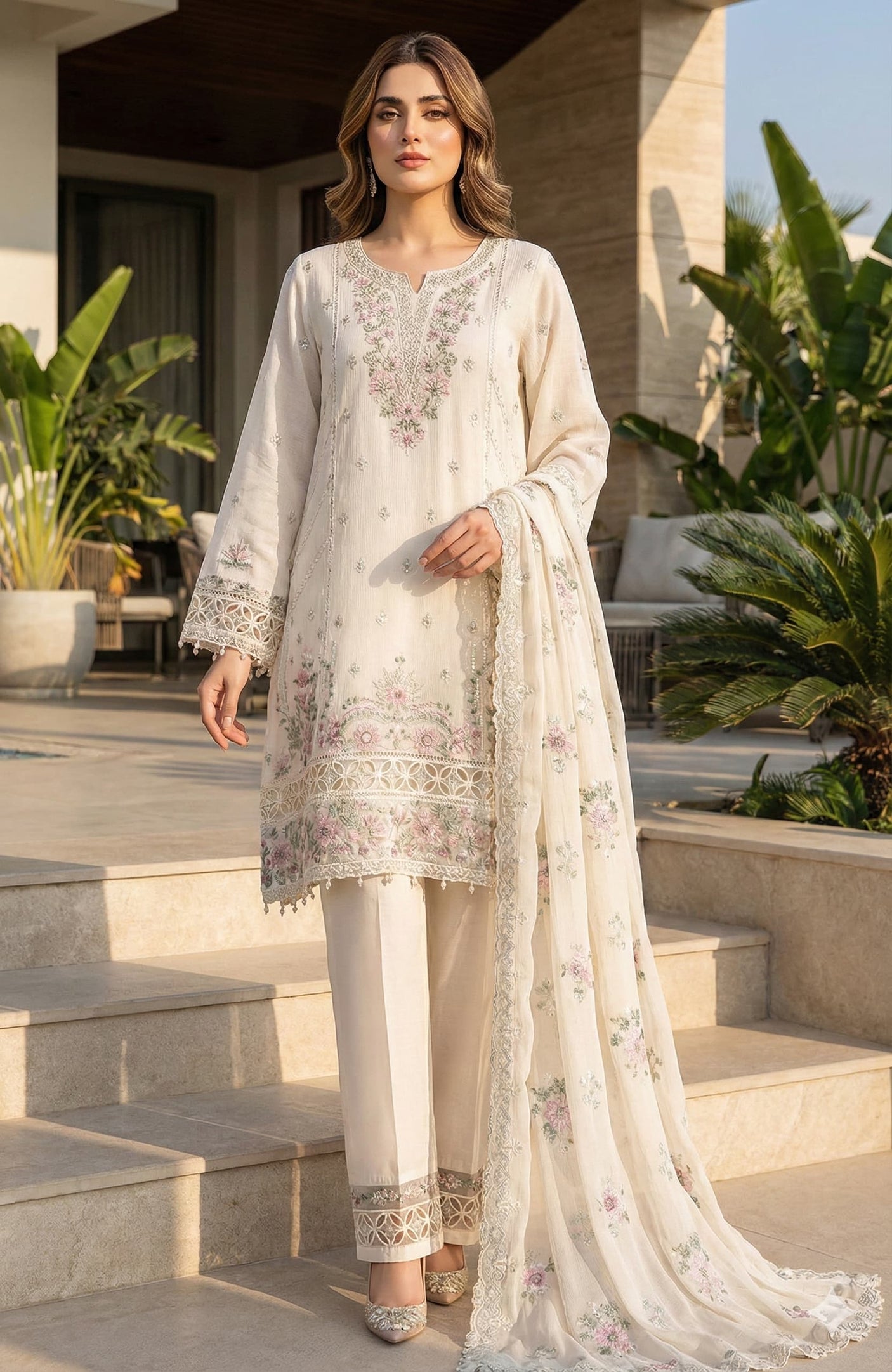 Luxury Embroidered Chiffon By Sadabahar
