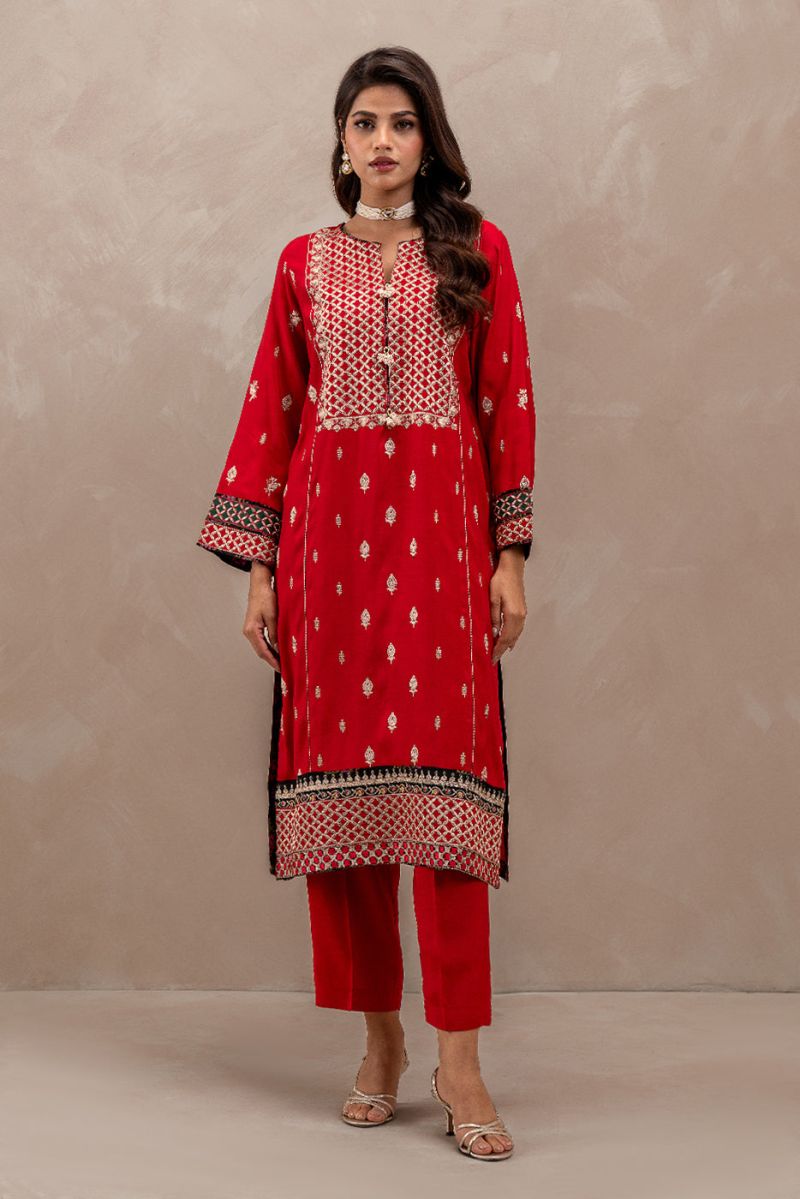 2 PIECE EMBROIDERED SILK SUIT