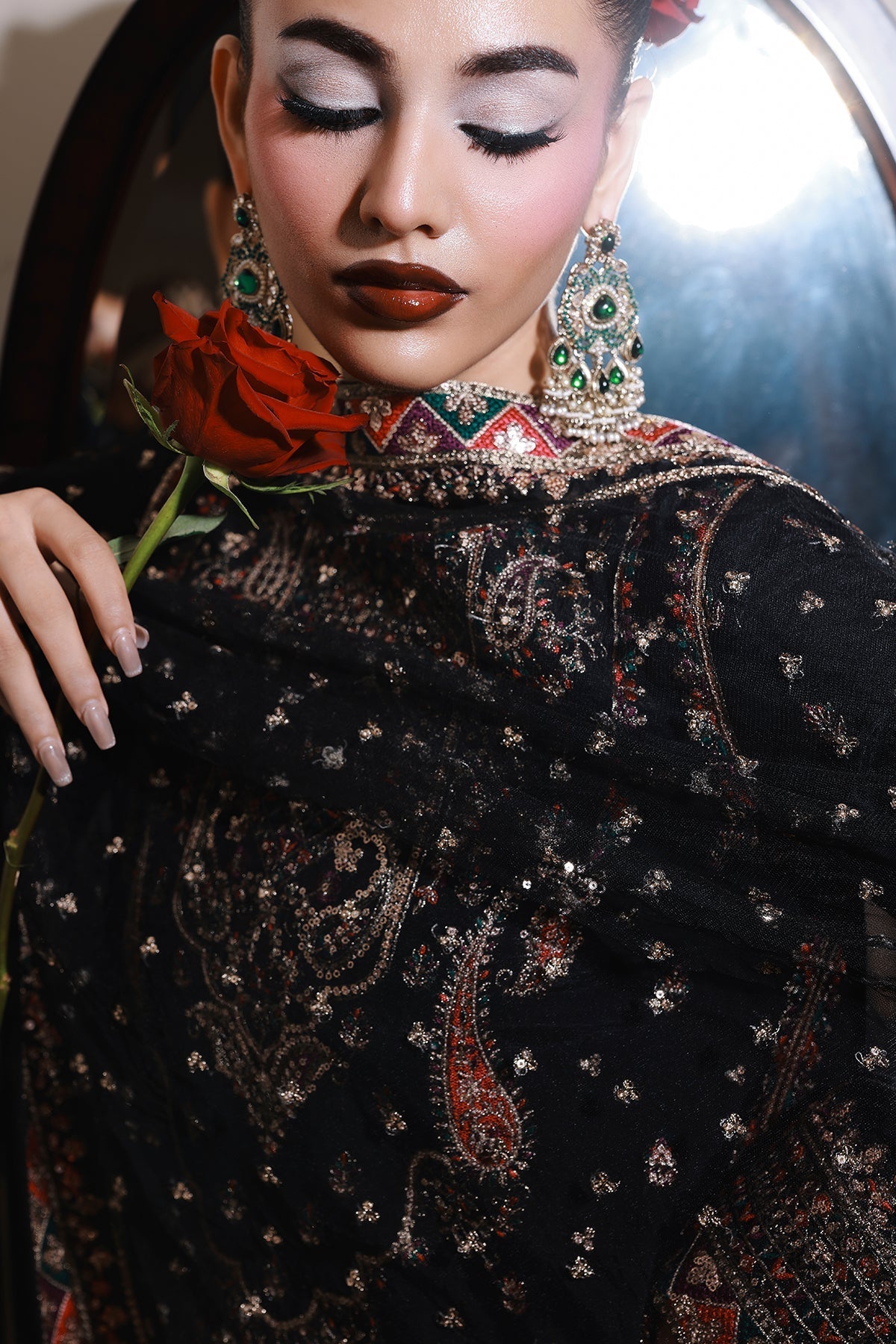 3-PC Embroidered Raw-Silk Suit by Charizma