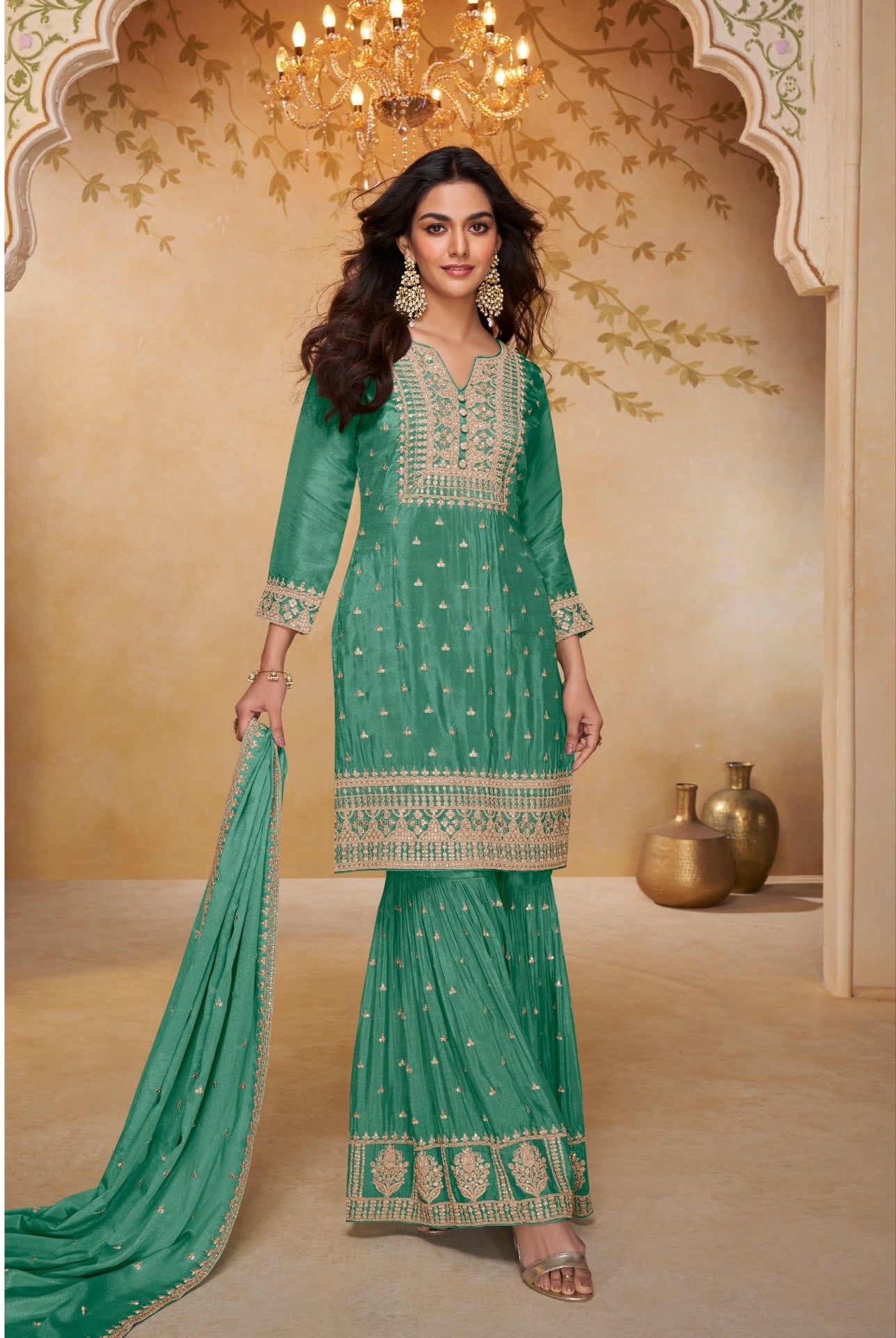 Zeeya Chinon Silk Suit