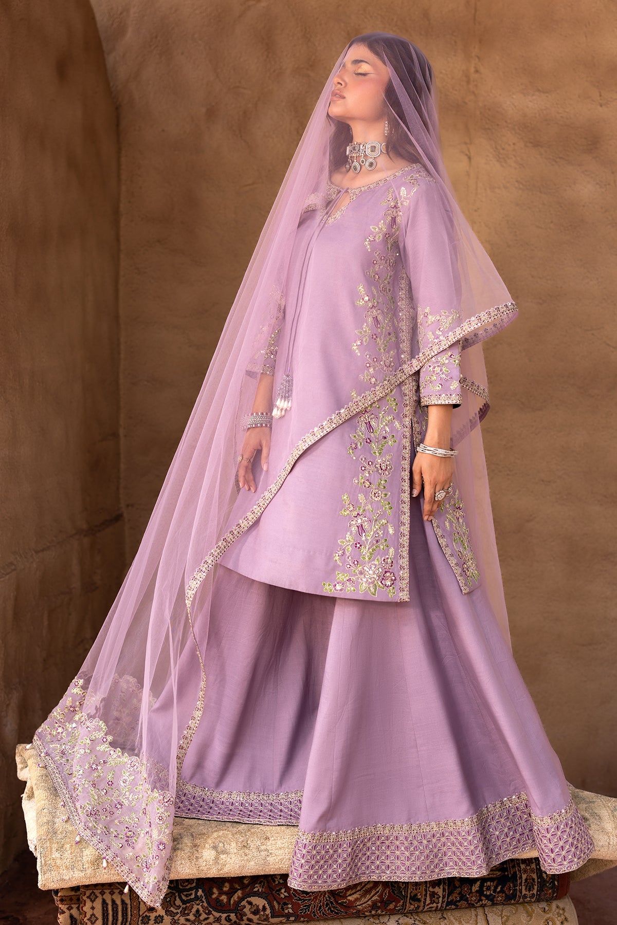 3-PC Embroidered Suit by Charizma