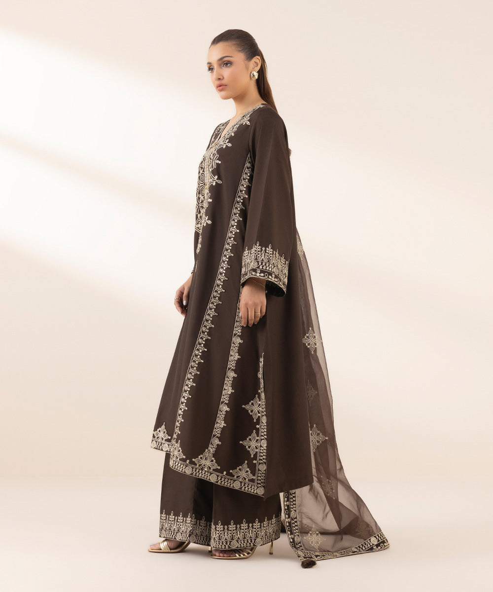Sapphire Embroidered Raw Silk Suit
