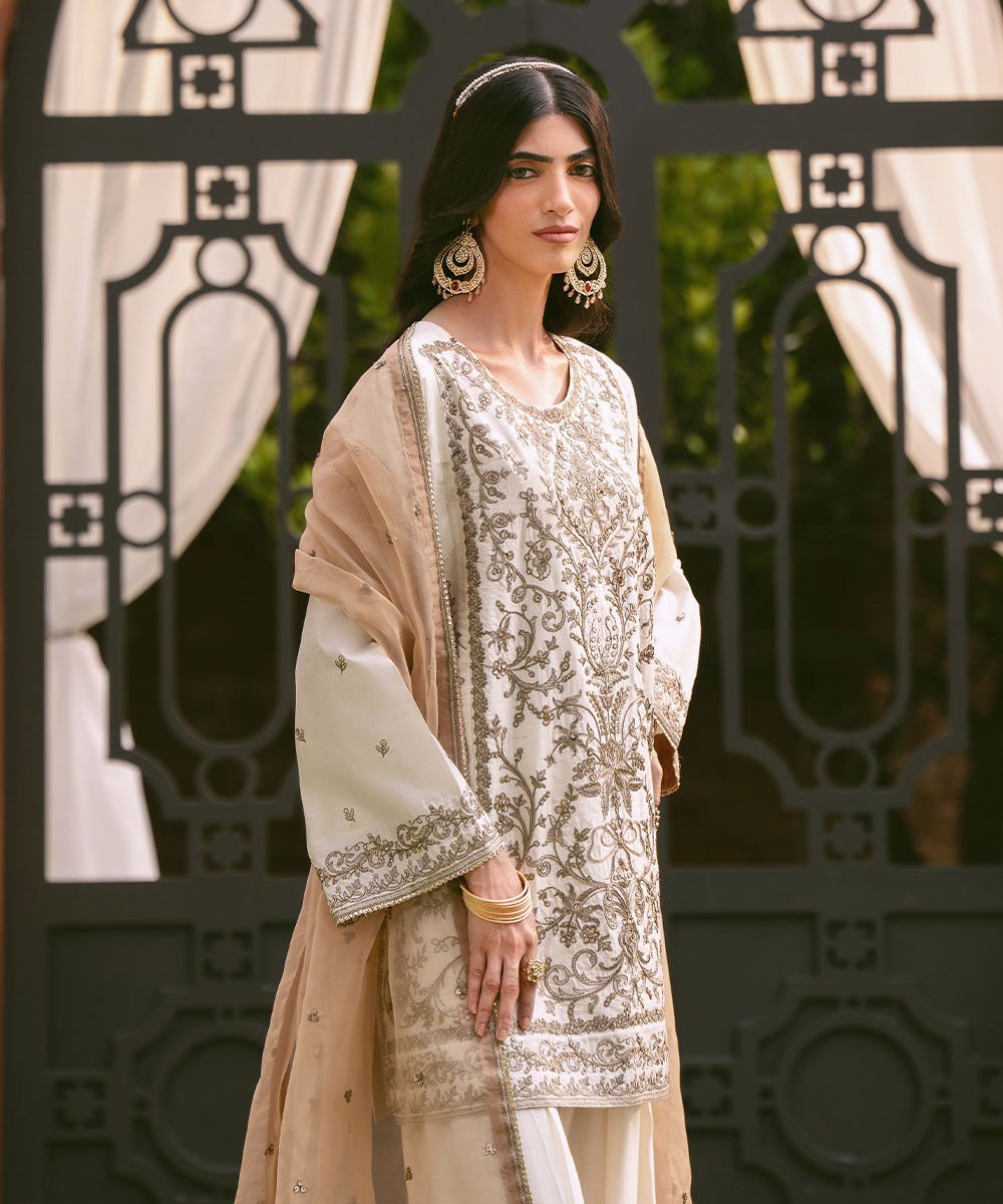 Sapphire Embroidered Raw Silk Suit