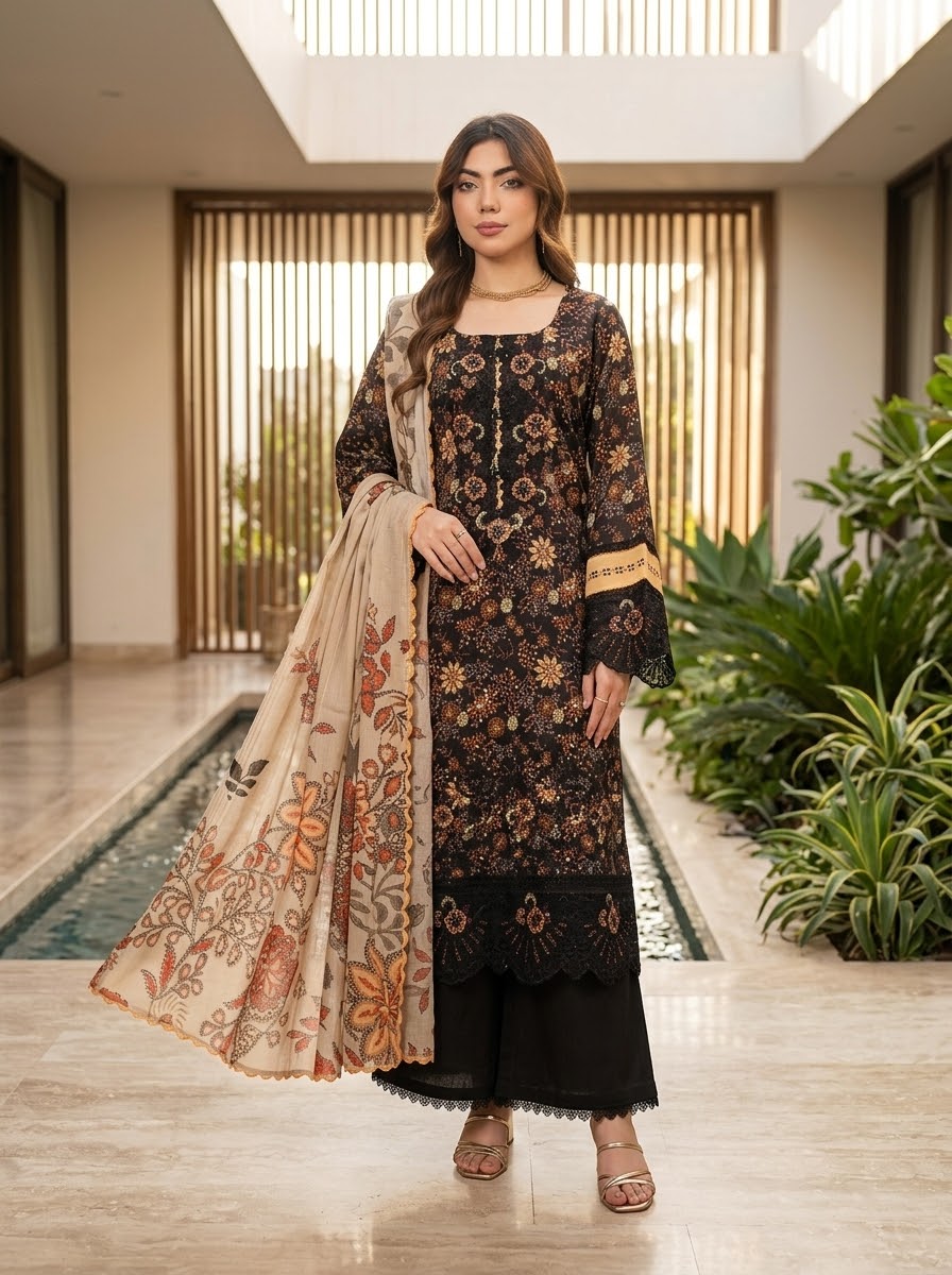 Mehreen By Munira Designer Floral Symphony Lawn Suit