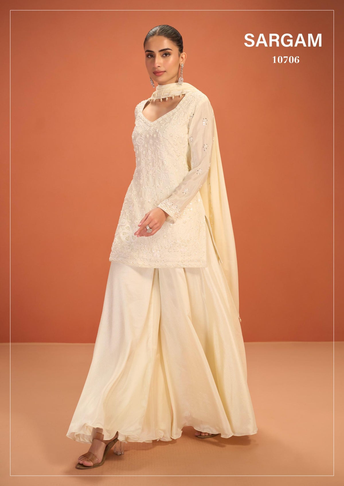 Indian Chinon Silk Sharara Palazzo Suit