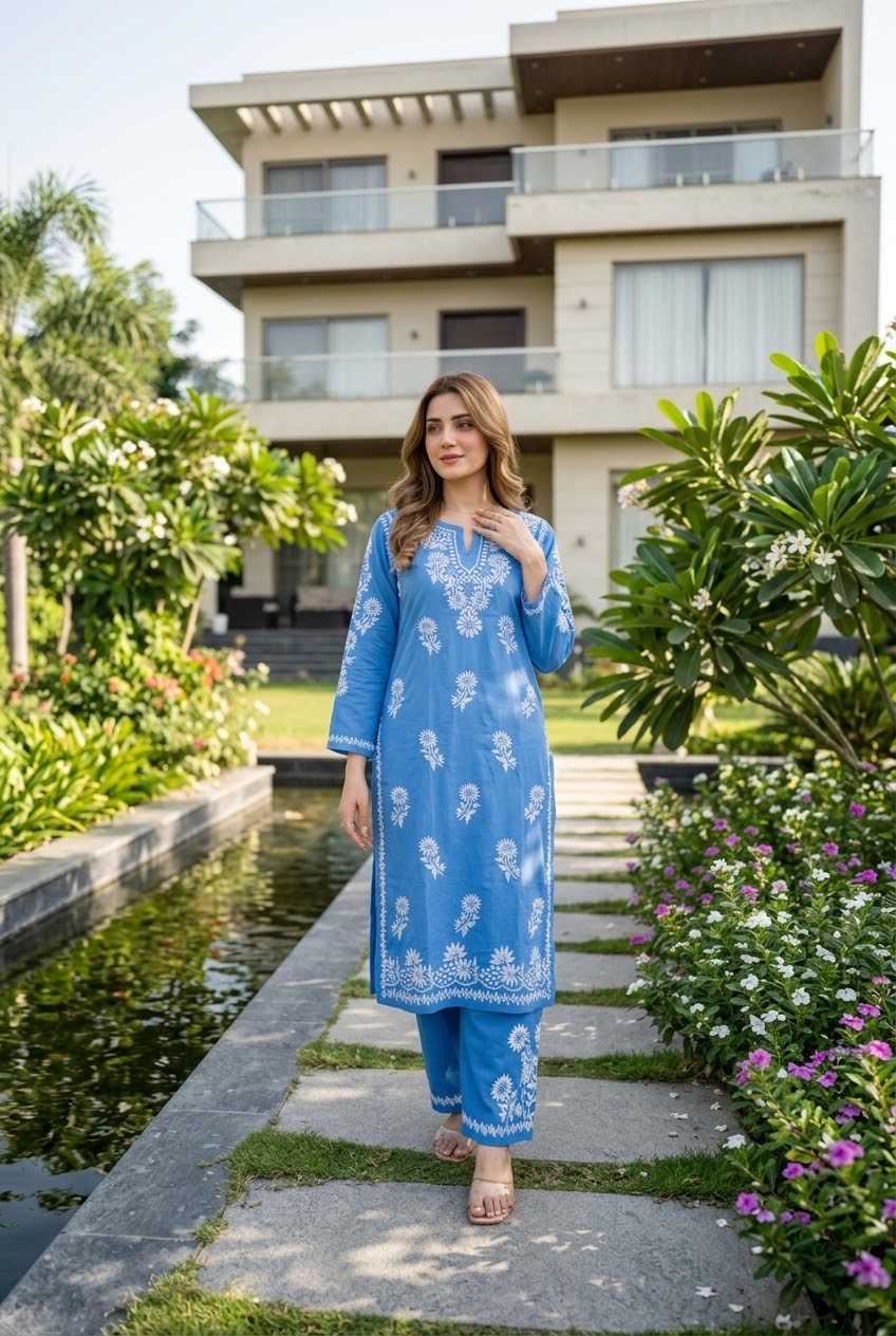 Lucknow 2pc Embroidered Co-Ord Set