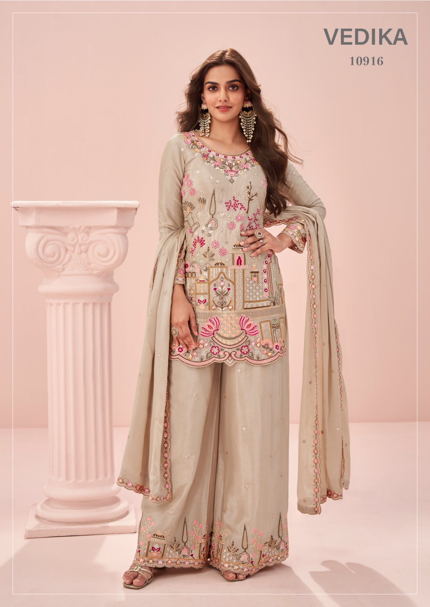 Indian Chinon Silk Sharara Suit