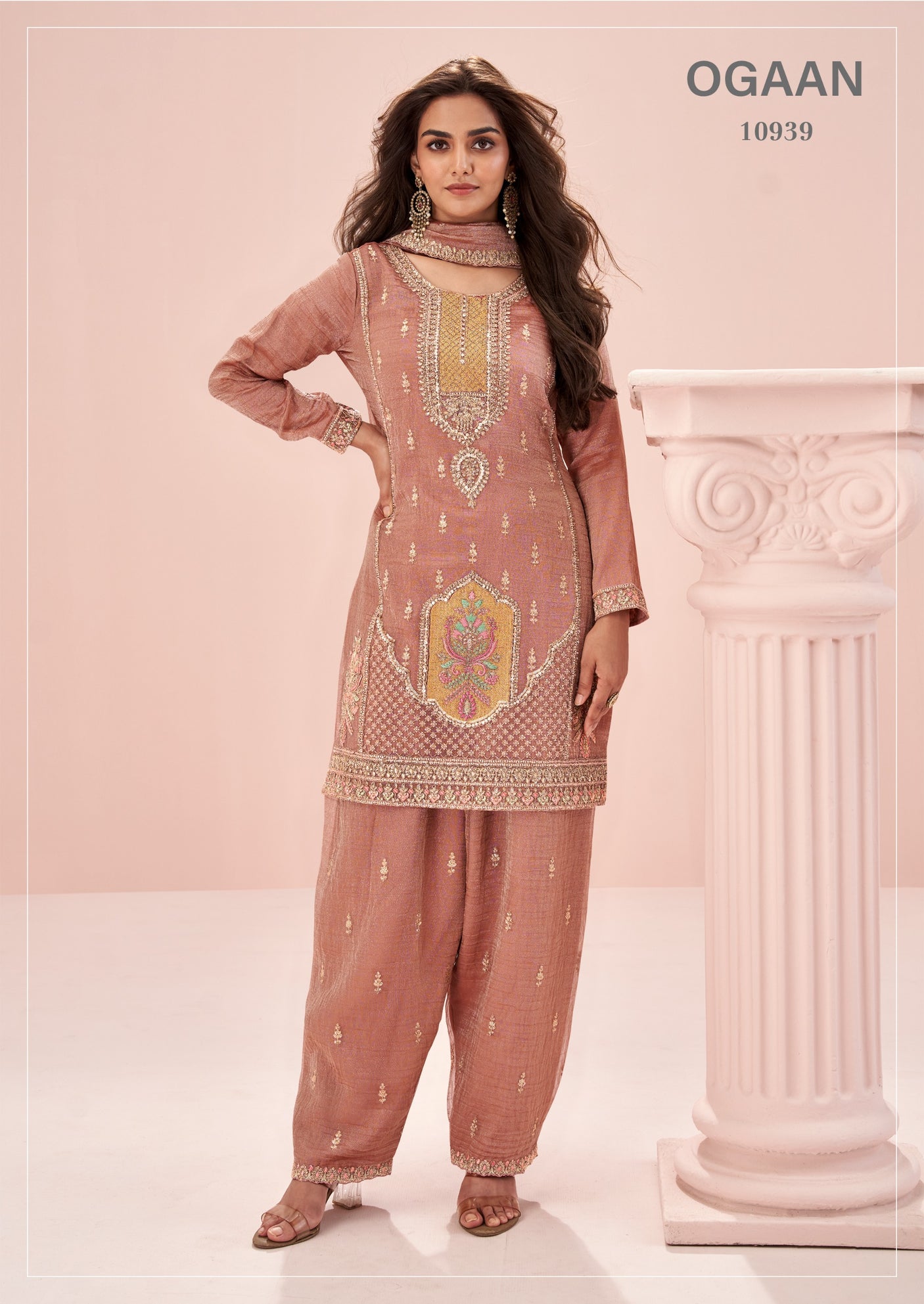 Dusty Rose Indian Chinon Premium Suit