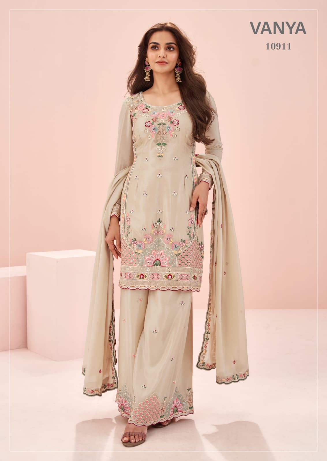 Indian Chinon Silk Sharara Suit