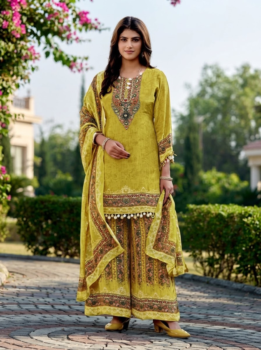 Natura Crape Chiffon Dup Suit