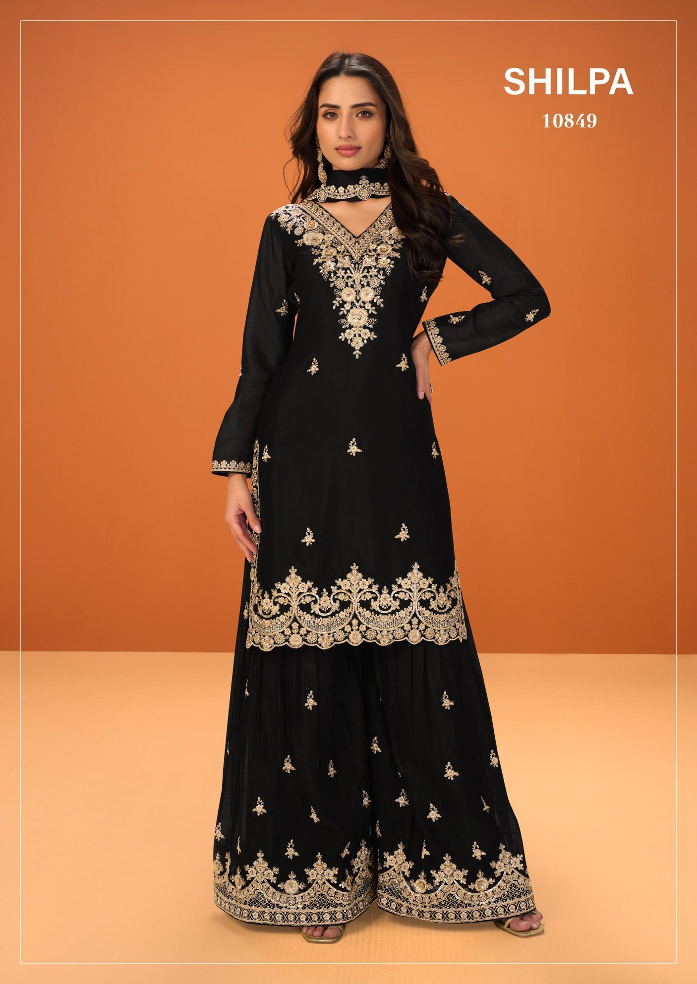 Indian Chinon Silk Sharara Suit