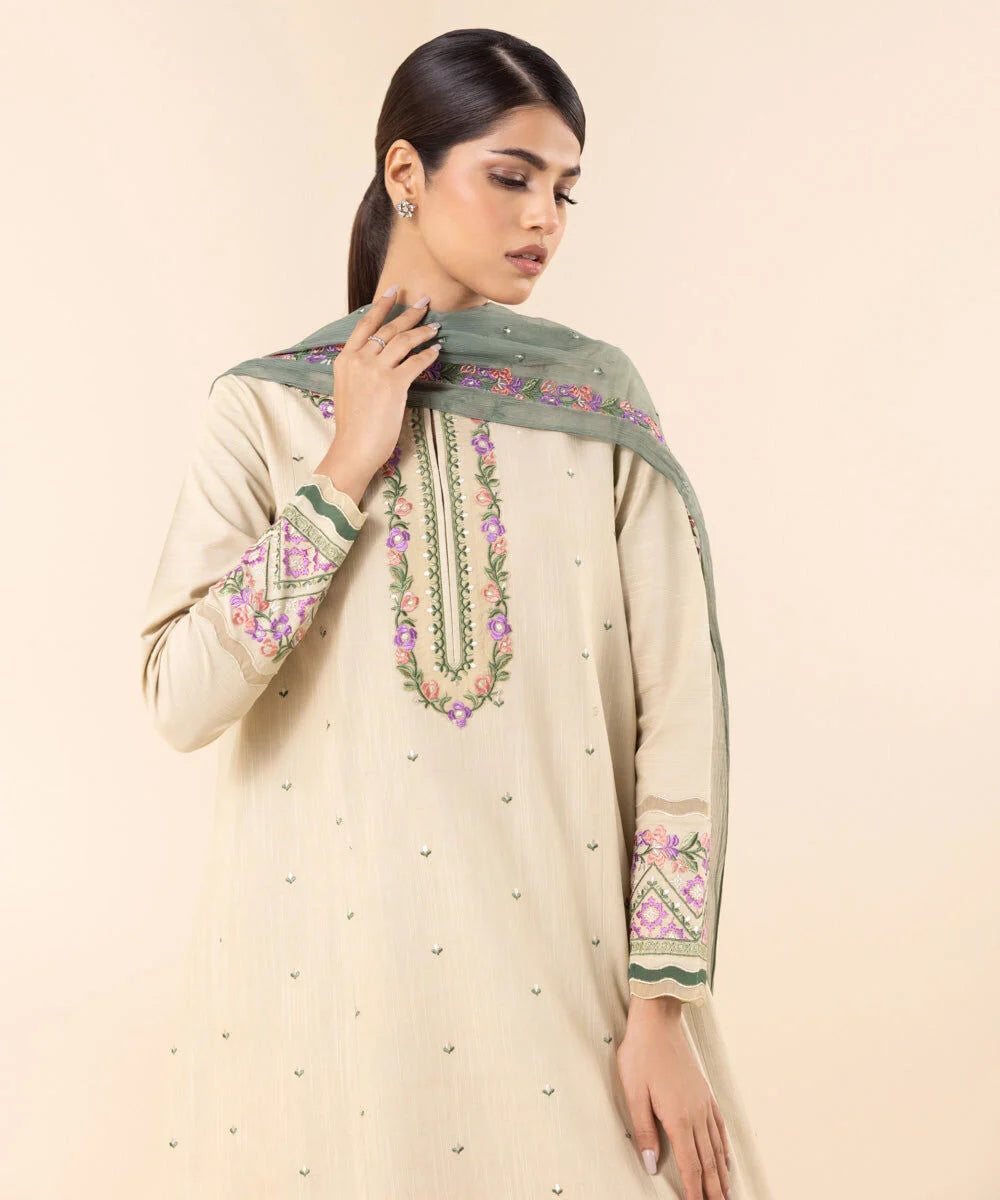 Sapphire Embroidered Light Khaddar Suit