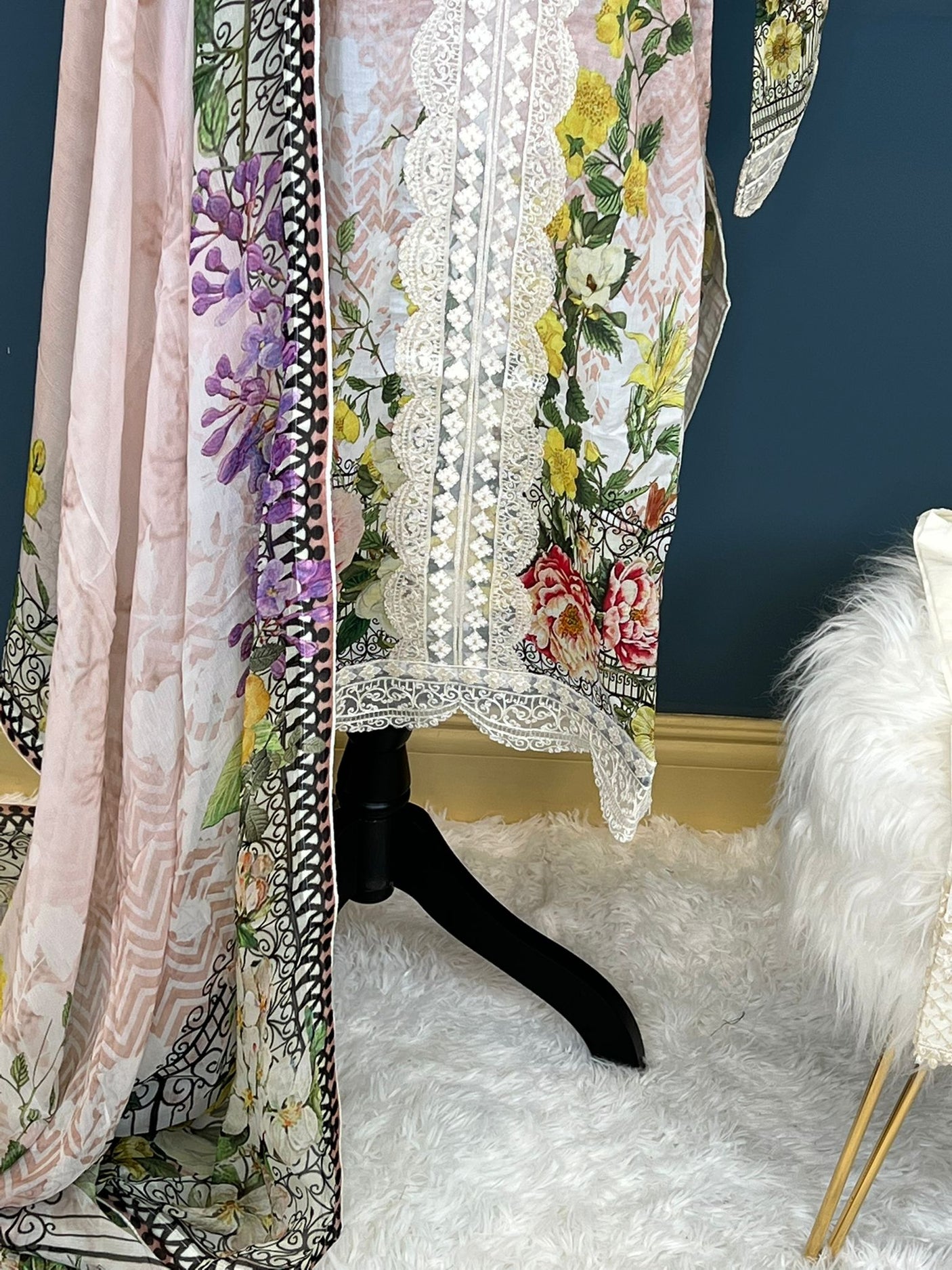 Pakistani lawn stitched Embroidered Suit Ready To Ship