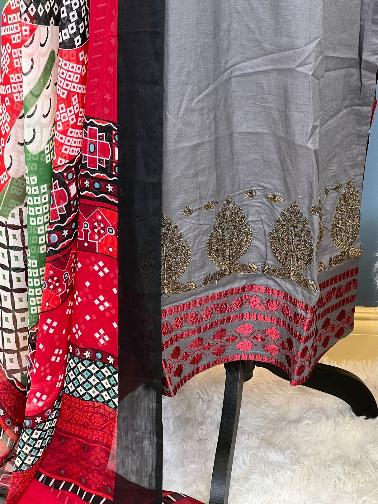 Indian Cotton Stitched Embroidery Suit Ready To Ship