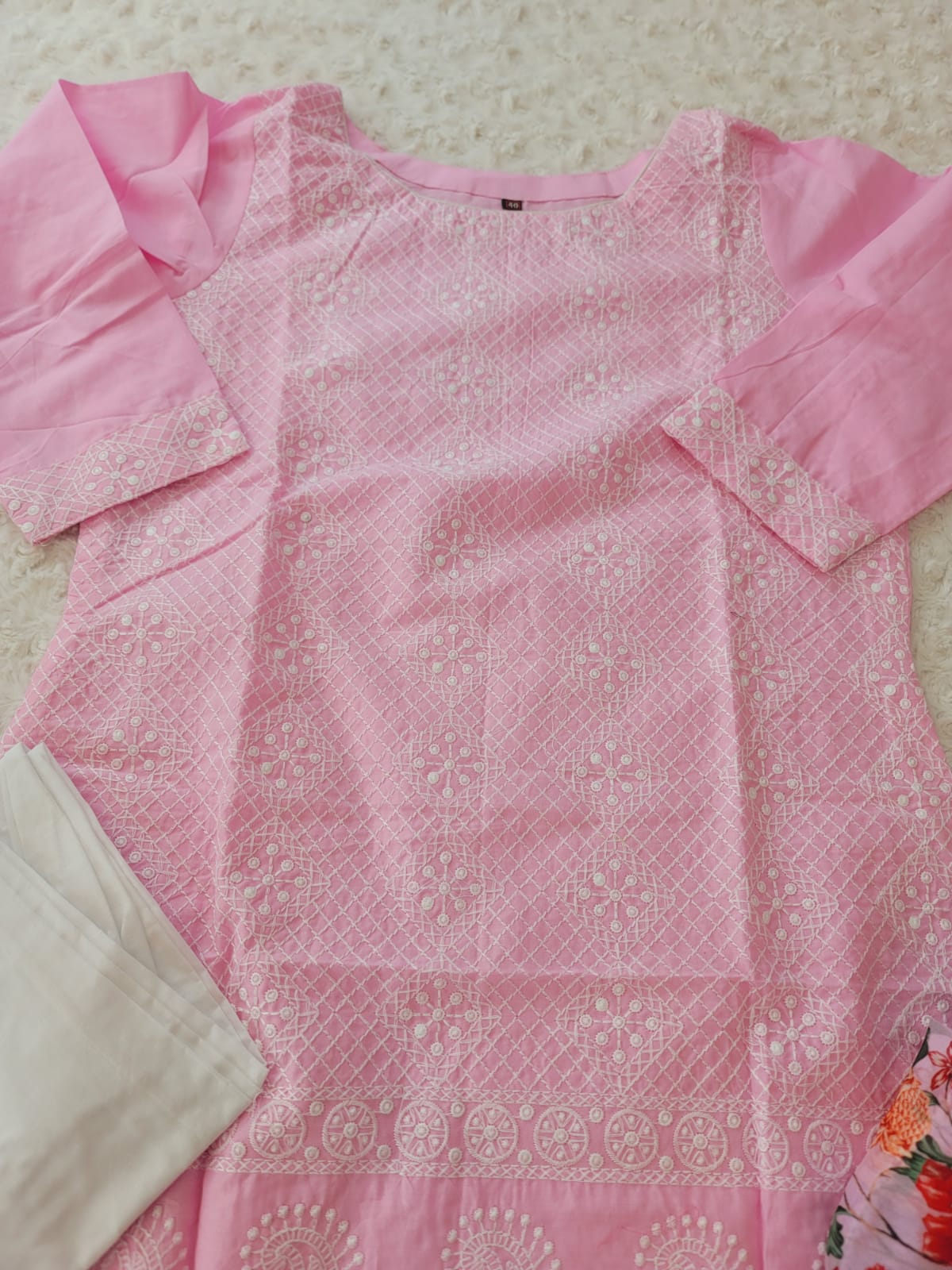 Indian Cotton Stitched Embroidery Suit Ready To Ship