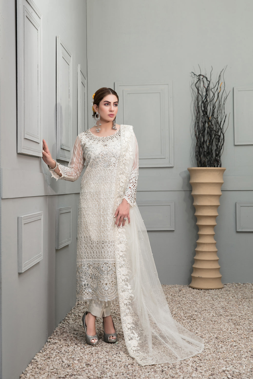 Chantilly Tawakkal White chiffon Collection 100% Original