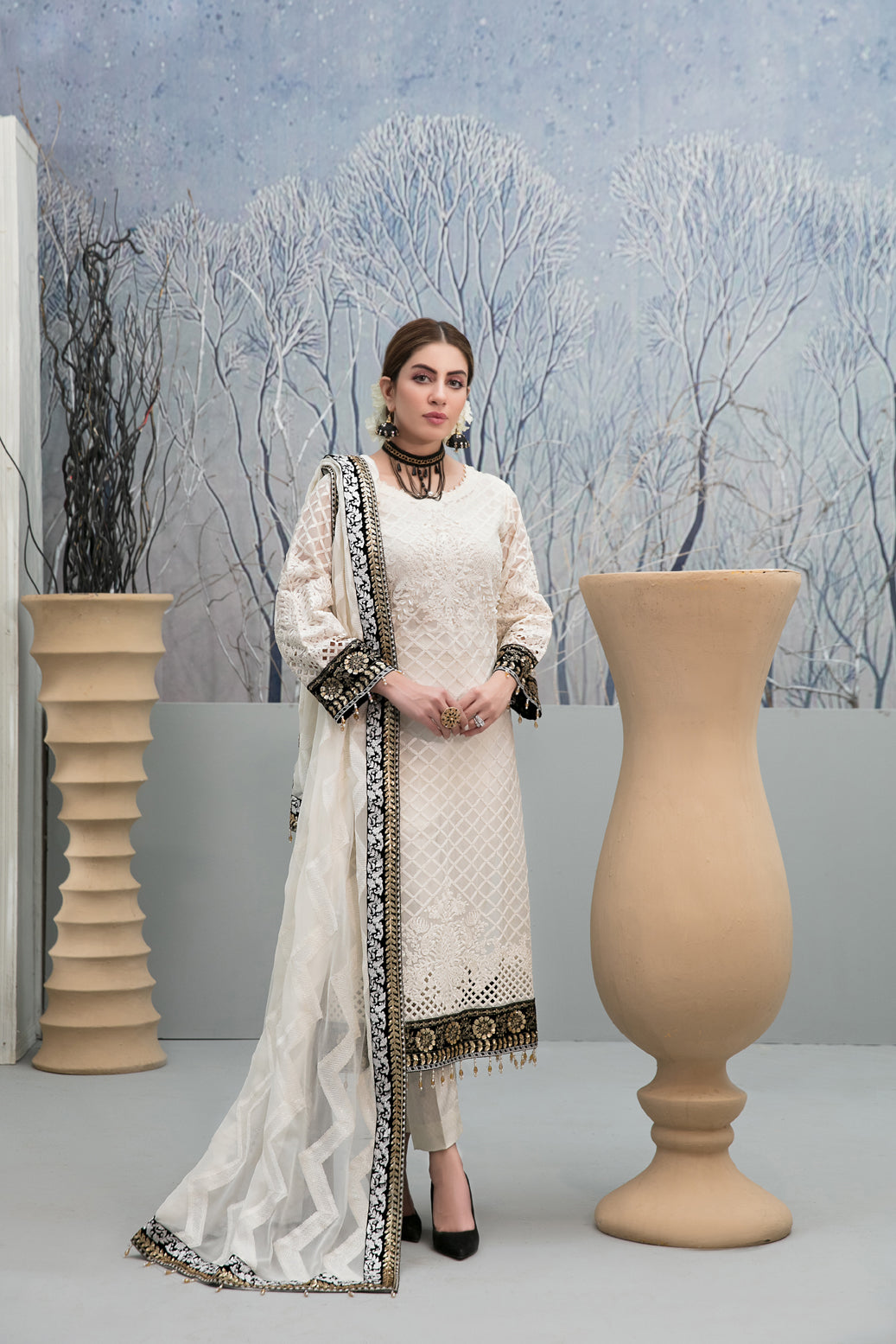 Chantilly Tawakkal White chiffon Collection 100% Original