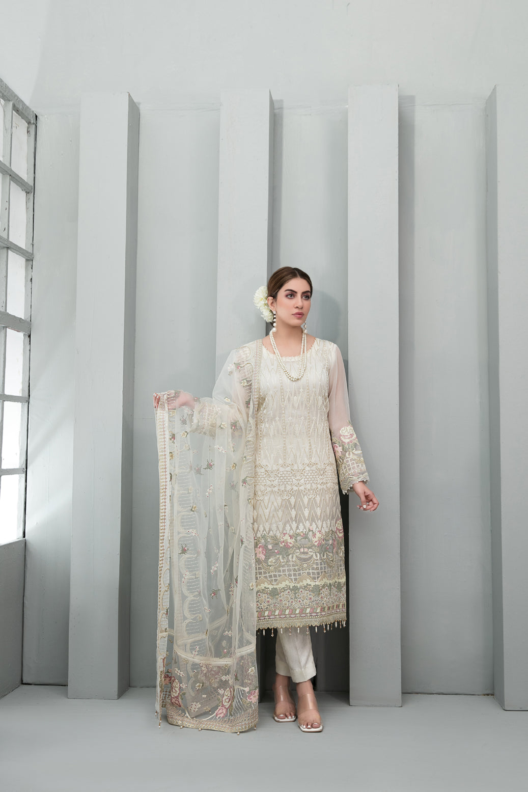 Chantilly Tawakkal White chiffon Collection 100% Original