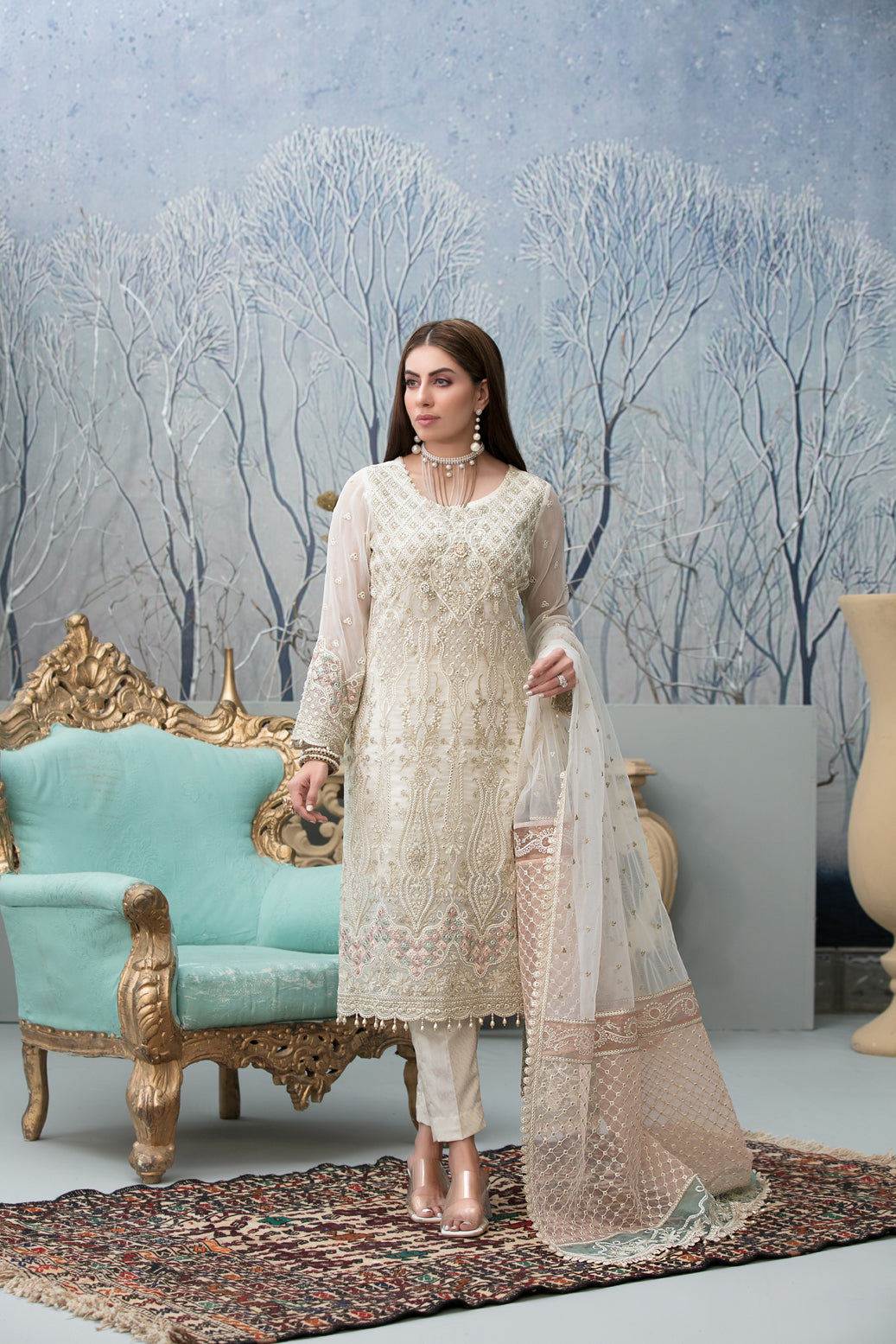 Chantilly Tawakkal White chiffon Collection 100% Original