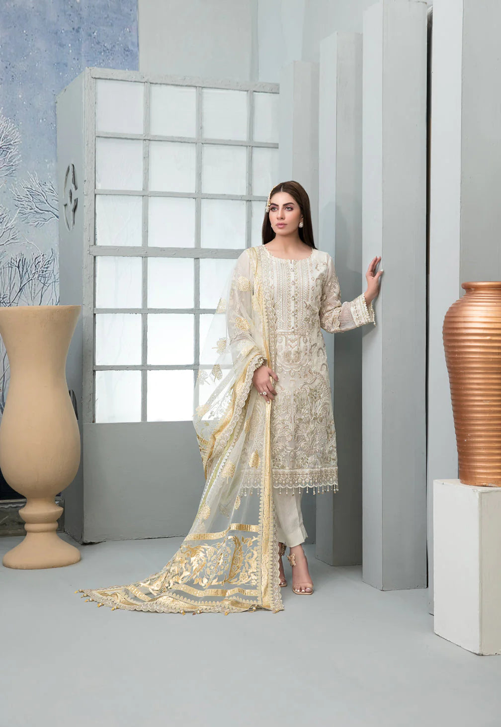 Chantilly Tawakkal White chiffon Collection 100% Original