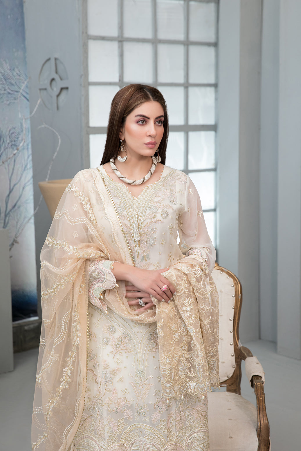 Chantilly Tawakkal White chiffon Collection 100% Original