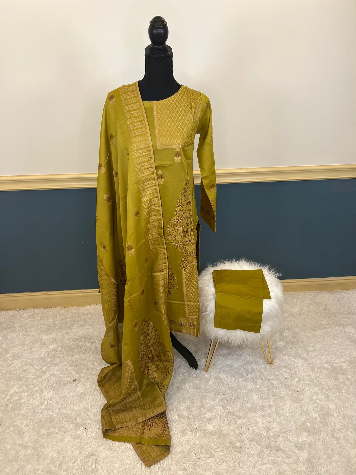 Pakistani lawn stitched Embroidered Suit Ready To Ship