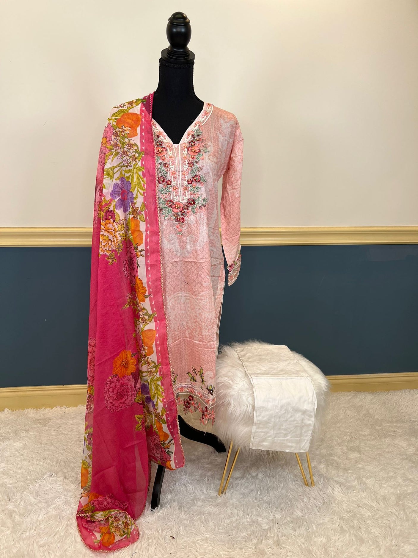 Pakistani Stitched lawn Embroidered Salwar kameez ready to ship