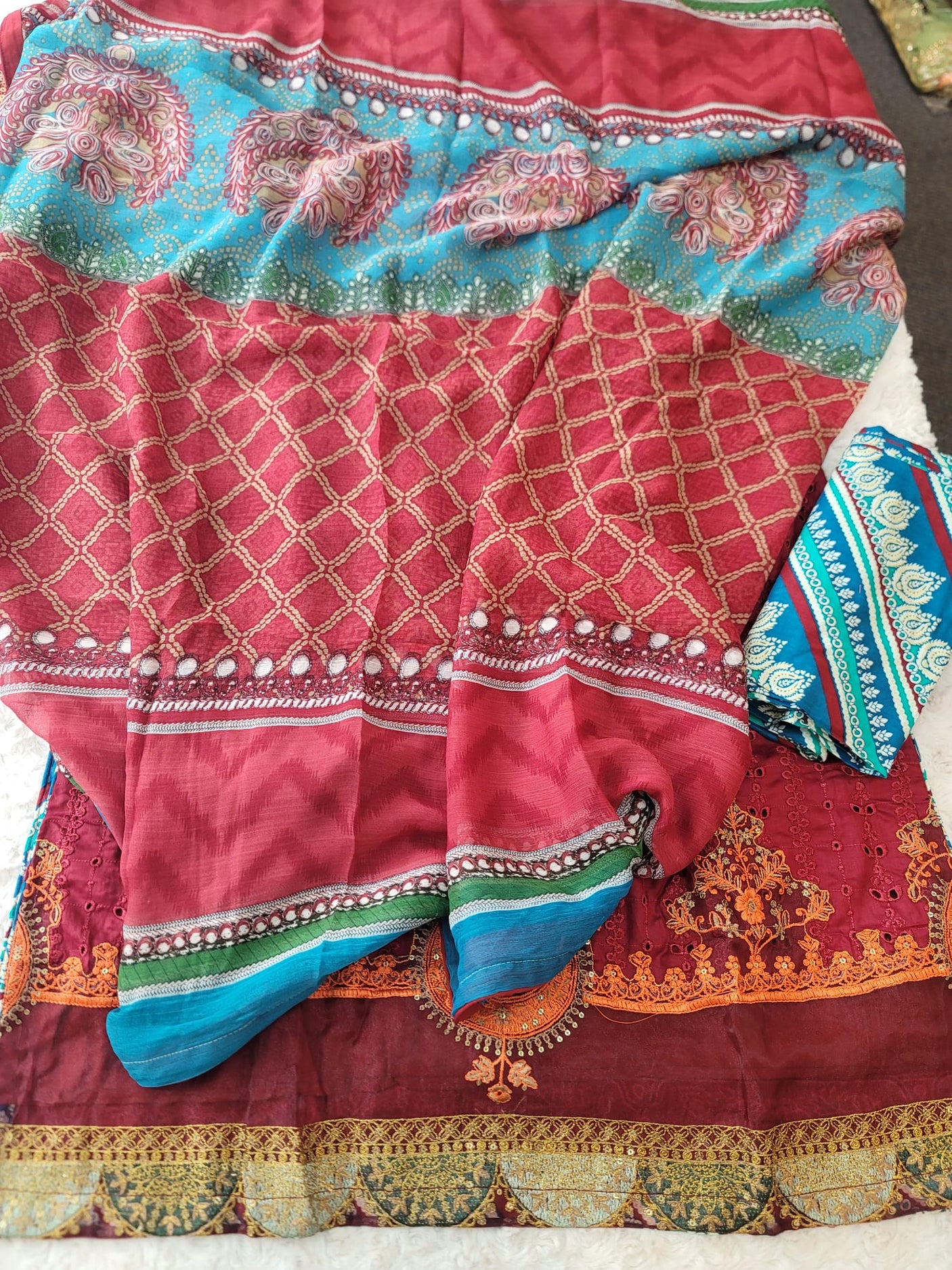 Pakistani Stitched lawn Embroidered Salwar kameez ready to ship