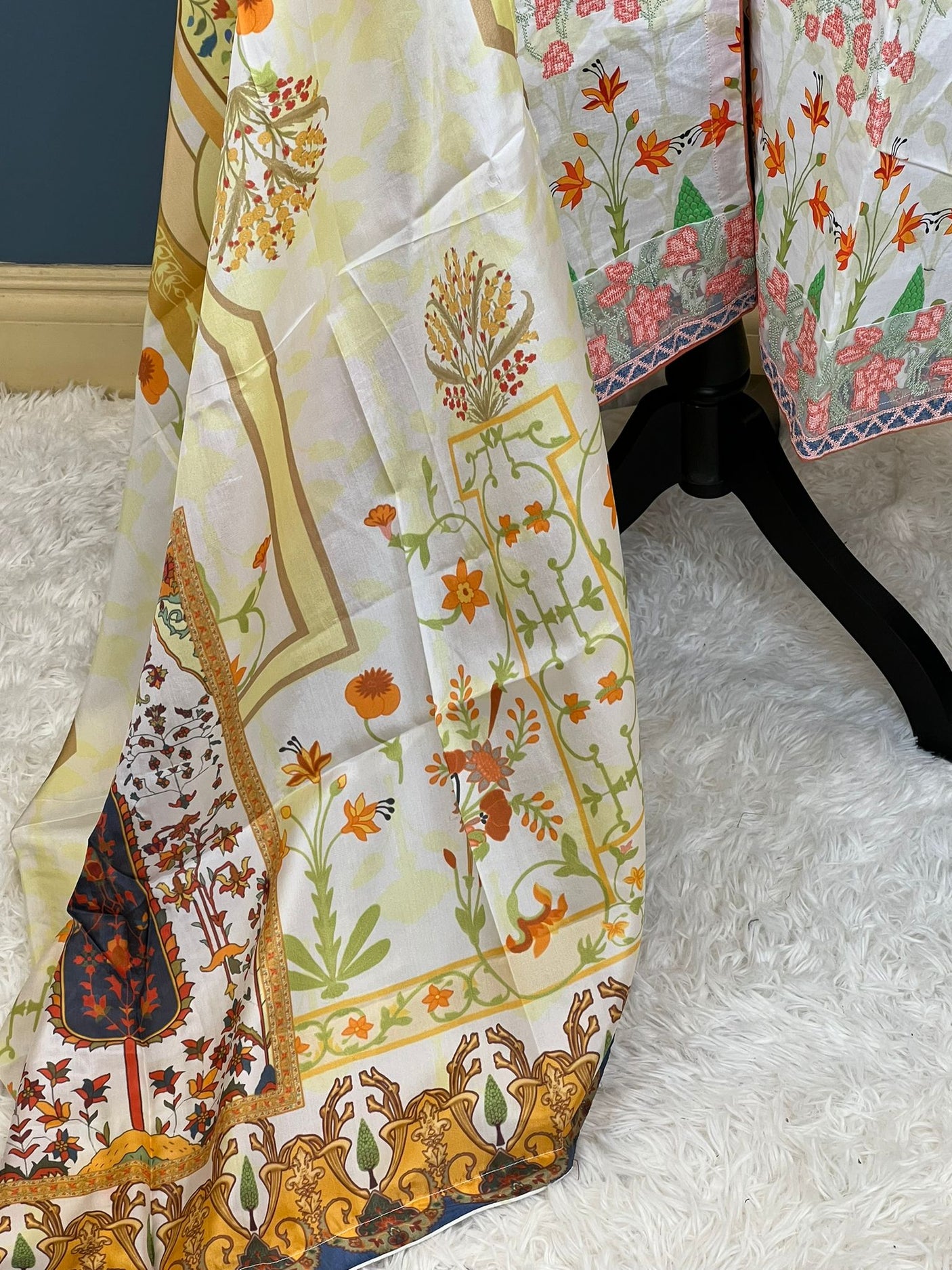 Pakistani lawn stitched Embroidered Suit Ready To Ship