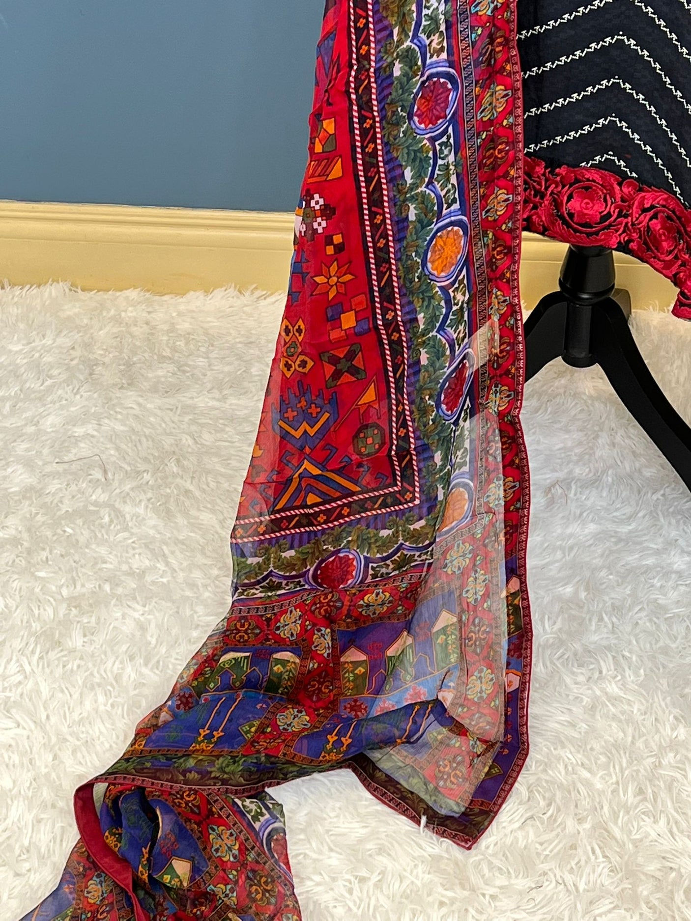 Pakistani lawn stitched Embroidered Suit Ready To Ship